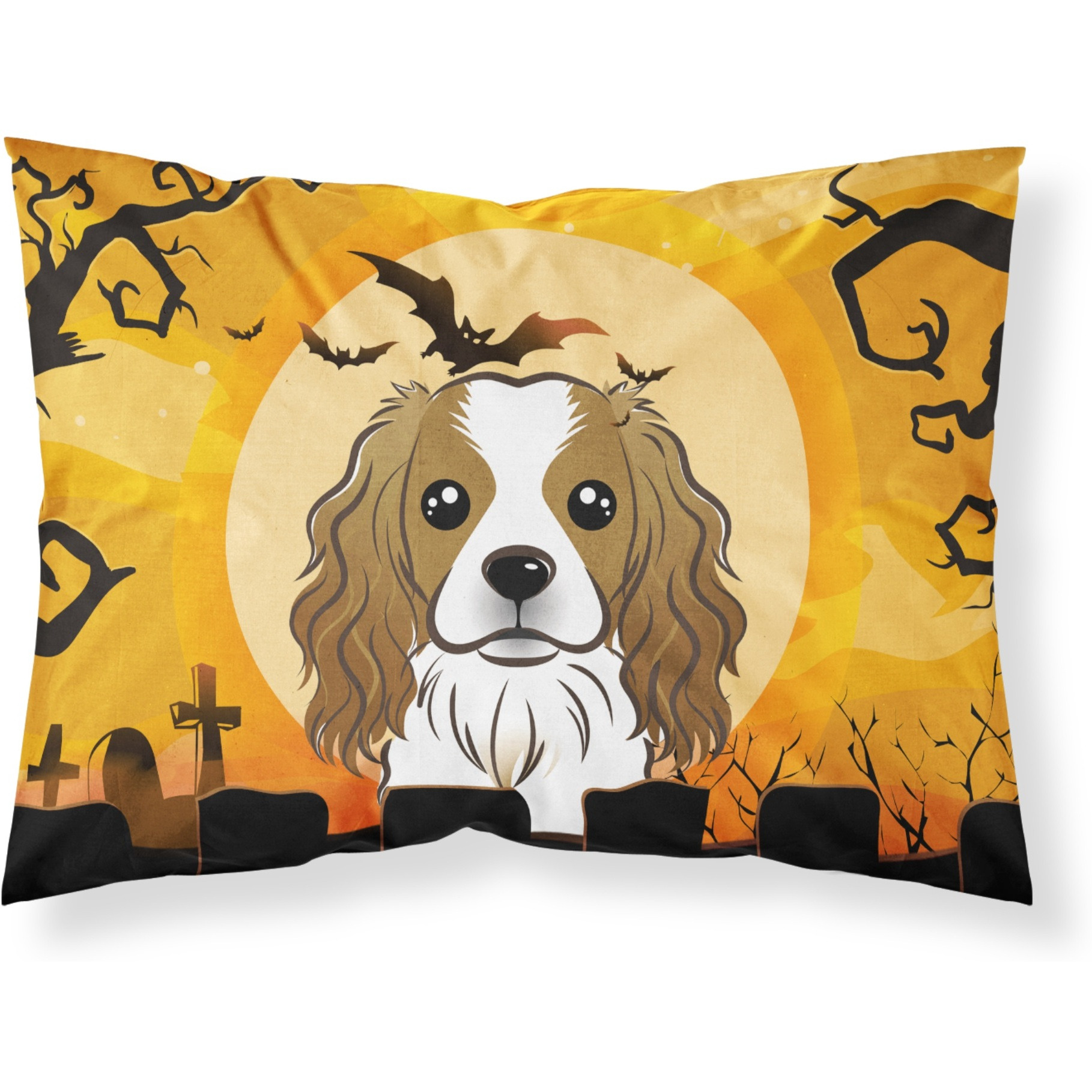 &quotCaroline's Treasures BB1782PILLOWCASE Halloween Cavalier Spaniel Fabric Standard Pillowcase, Large, Multicolor"