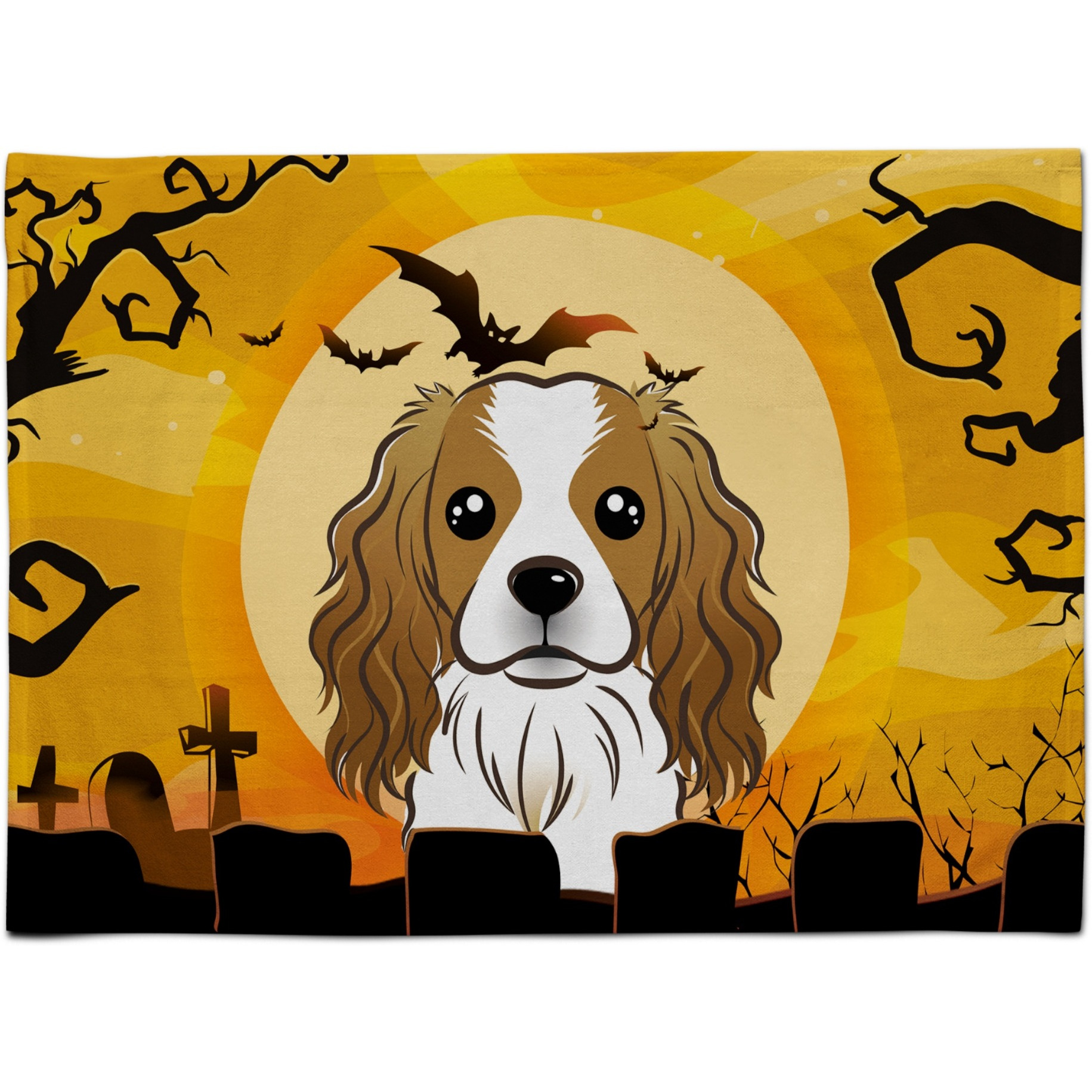 &quotCaroline's Treasures BB1782PLMT Halloween Cavalier Spaniel Fabric Placemat, Multicolor"