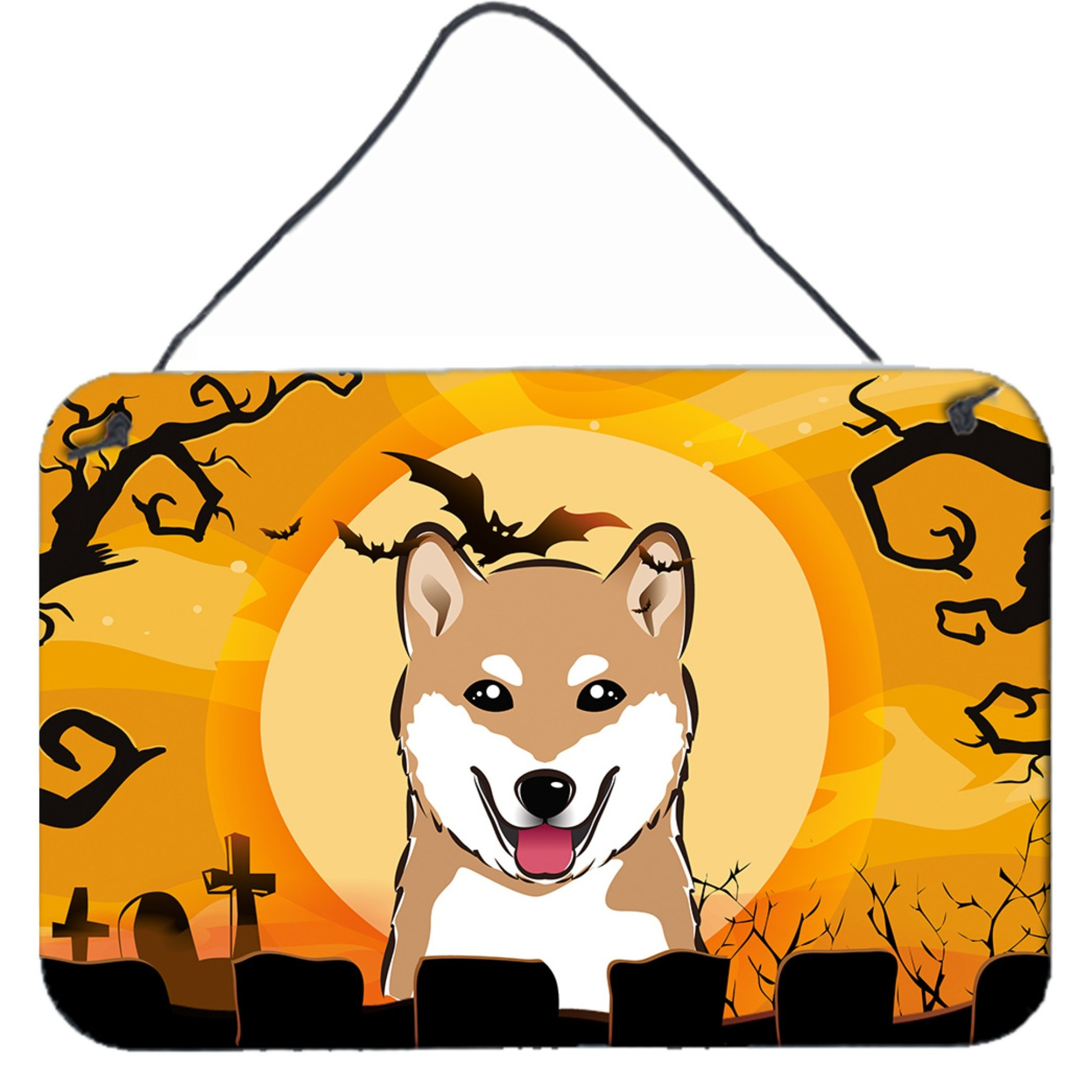 &quotCaroline's Treasures Halloween Shiba Inu Wall or Door Hanging Prints BB1783DS812, 8HX12W"