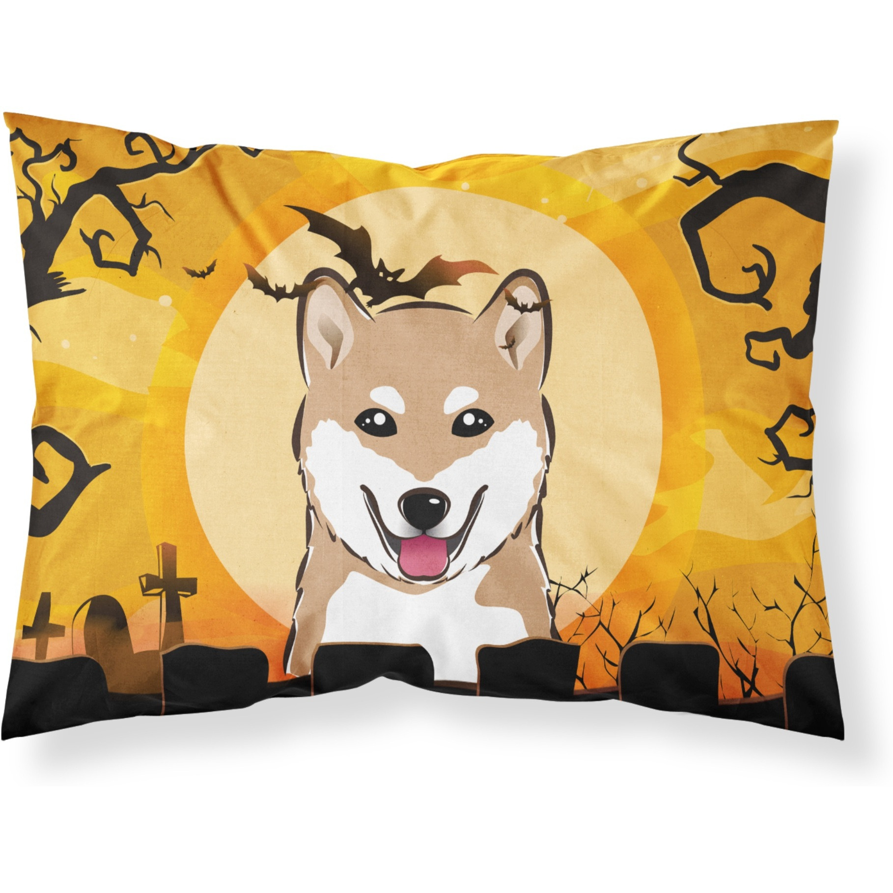 &quotCaroline's Treasures BB1783PILLOWCASE Halloween Shiba Inu Fabric Standard Pillowcase, Large, Multicolor"