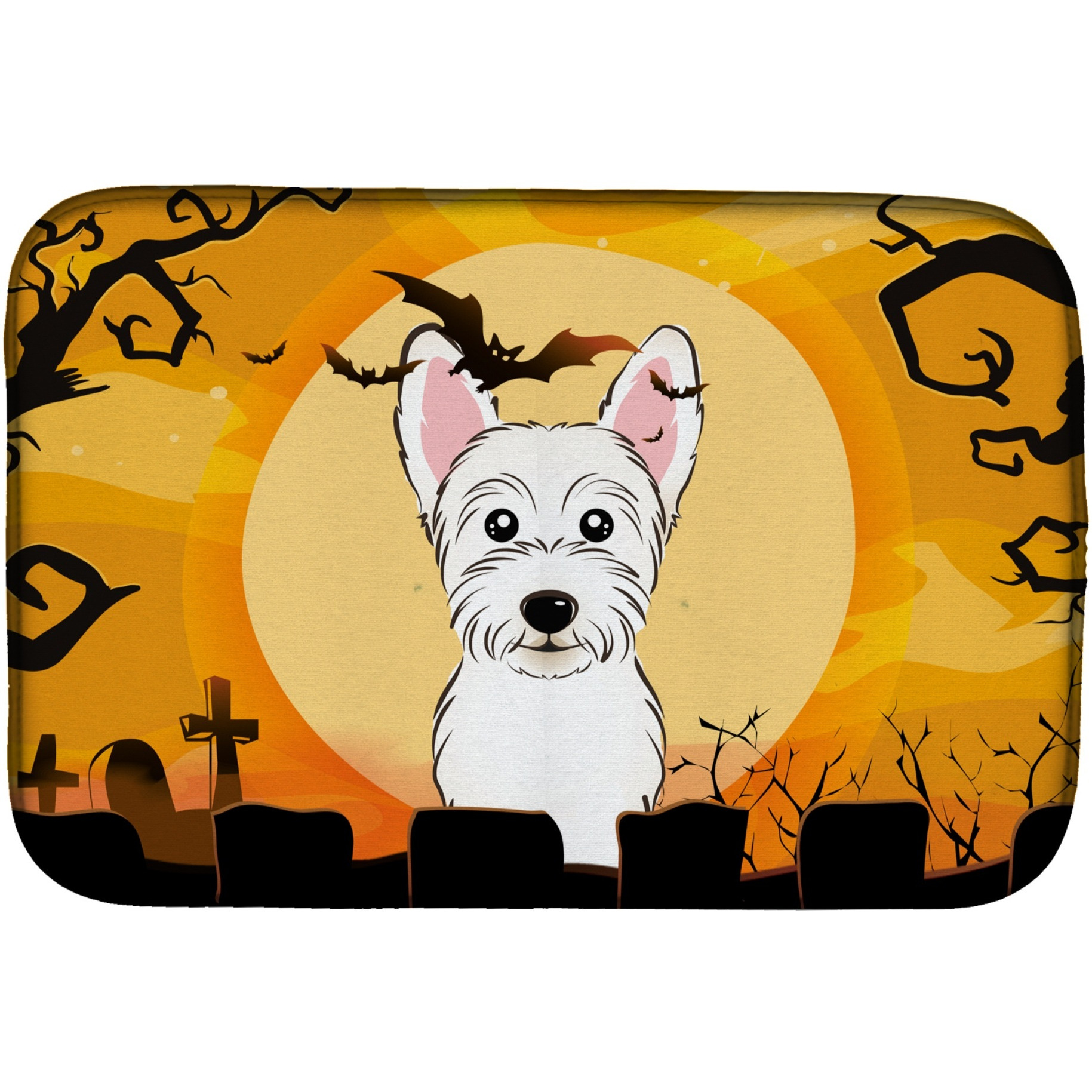 &quotCaroline's Treasures Halloween Westie Dish Drying Mat, 14"" x 21"""