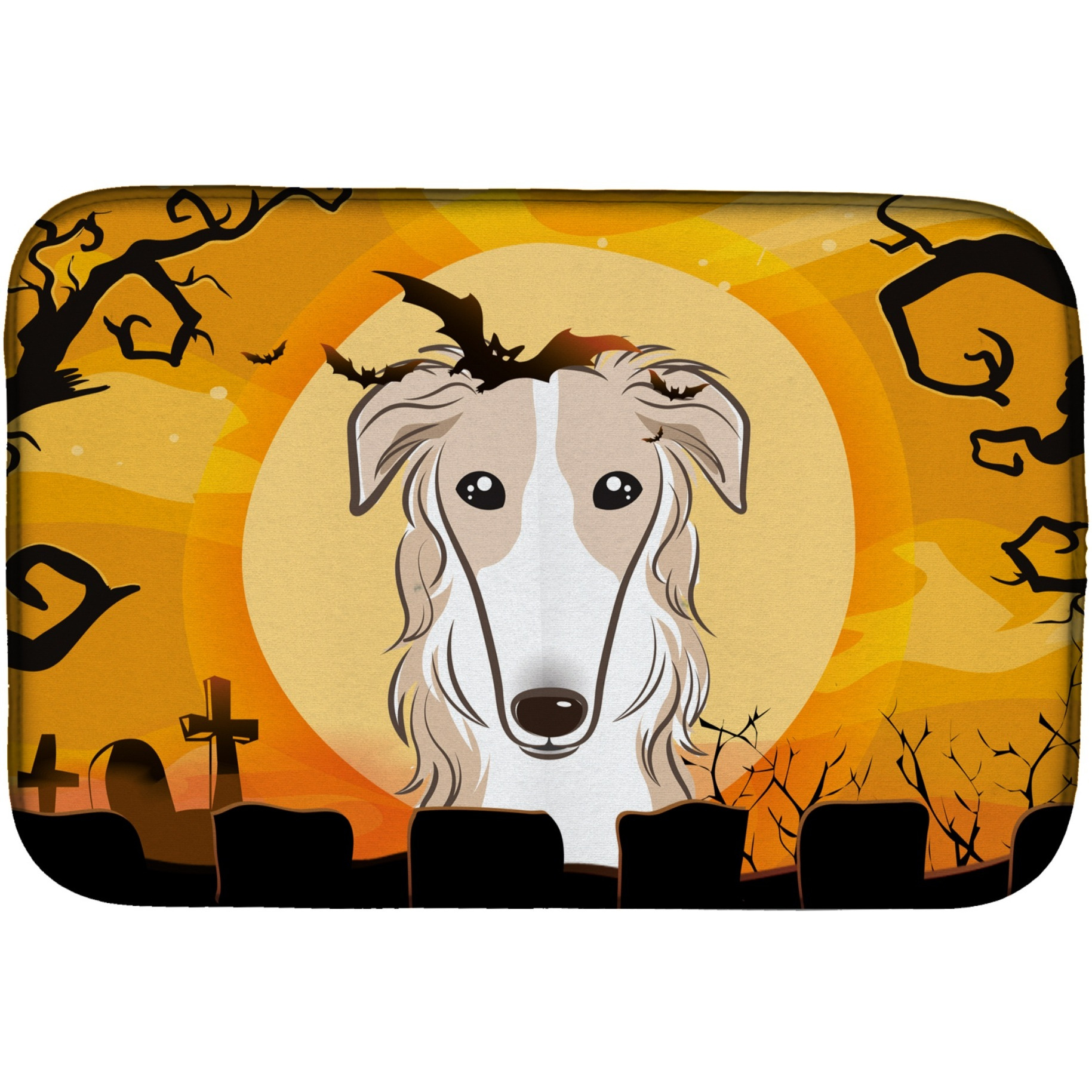 &quotCaroline's Treasures Halloween Borzoi Dish Drying Mat, 14"" x 21"""