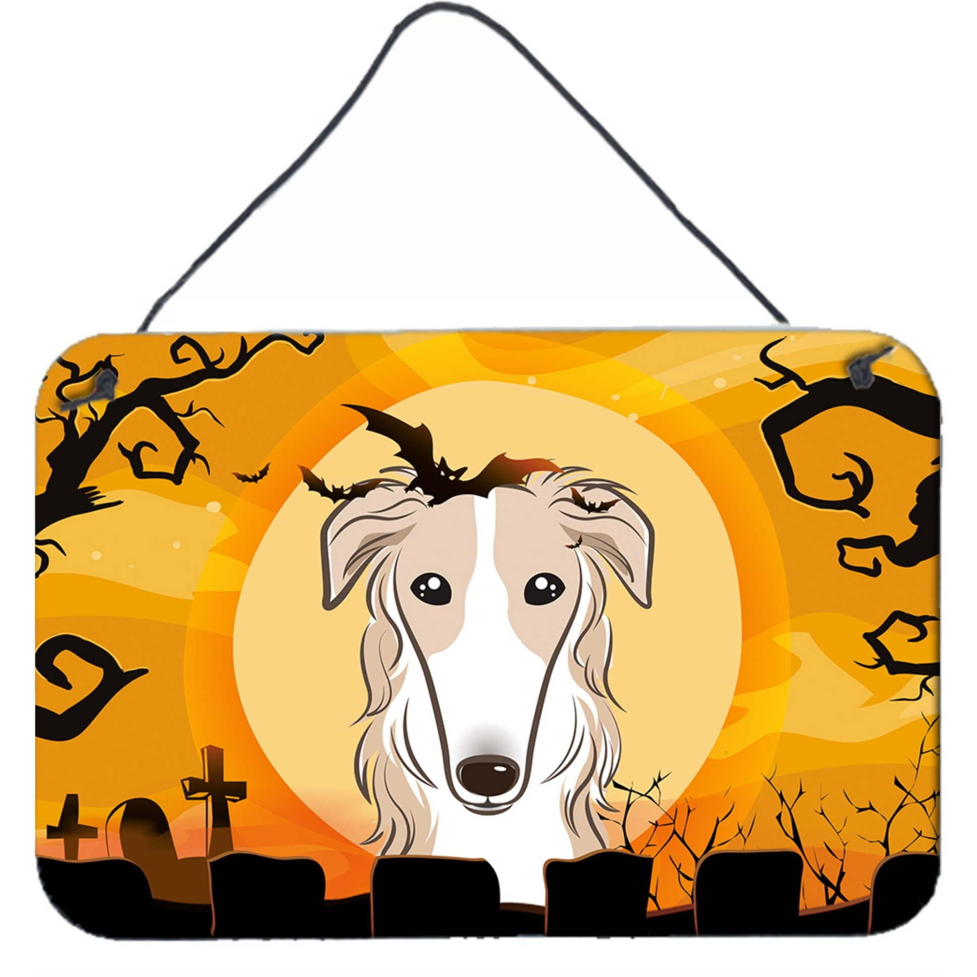&quotCaroline's Treasures Halloween Borzoi Wall or Door Hanging Prints BB1786DS812, 8HX12W, Multicolor"