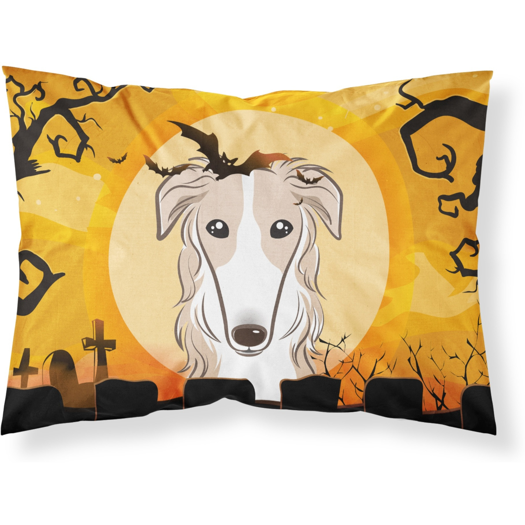 &quotCaroline's Treasures BB1786PILLOWCASE Halloween Borzoi Fabric Standard Pillowcase, Large, Multicolor"