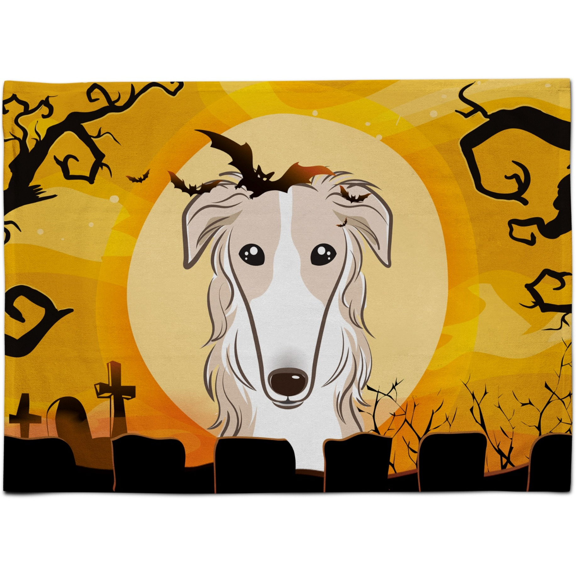 &quotCaroline's Treasures BB1786PLMT Halloween Borzoi Fabric Placemat, Multicolor"