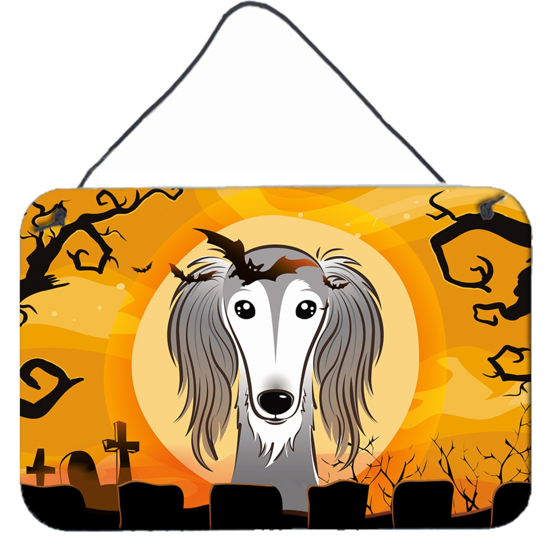 &quotCaroline's Treasures Halloween Saluki Wall or Door Hanging Prints BB1787DS812, 8HX12W, Multicolor"