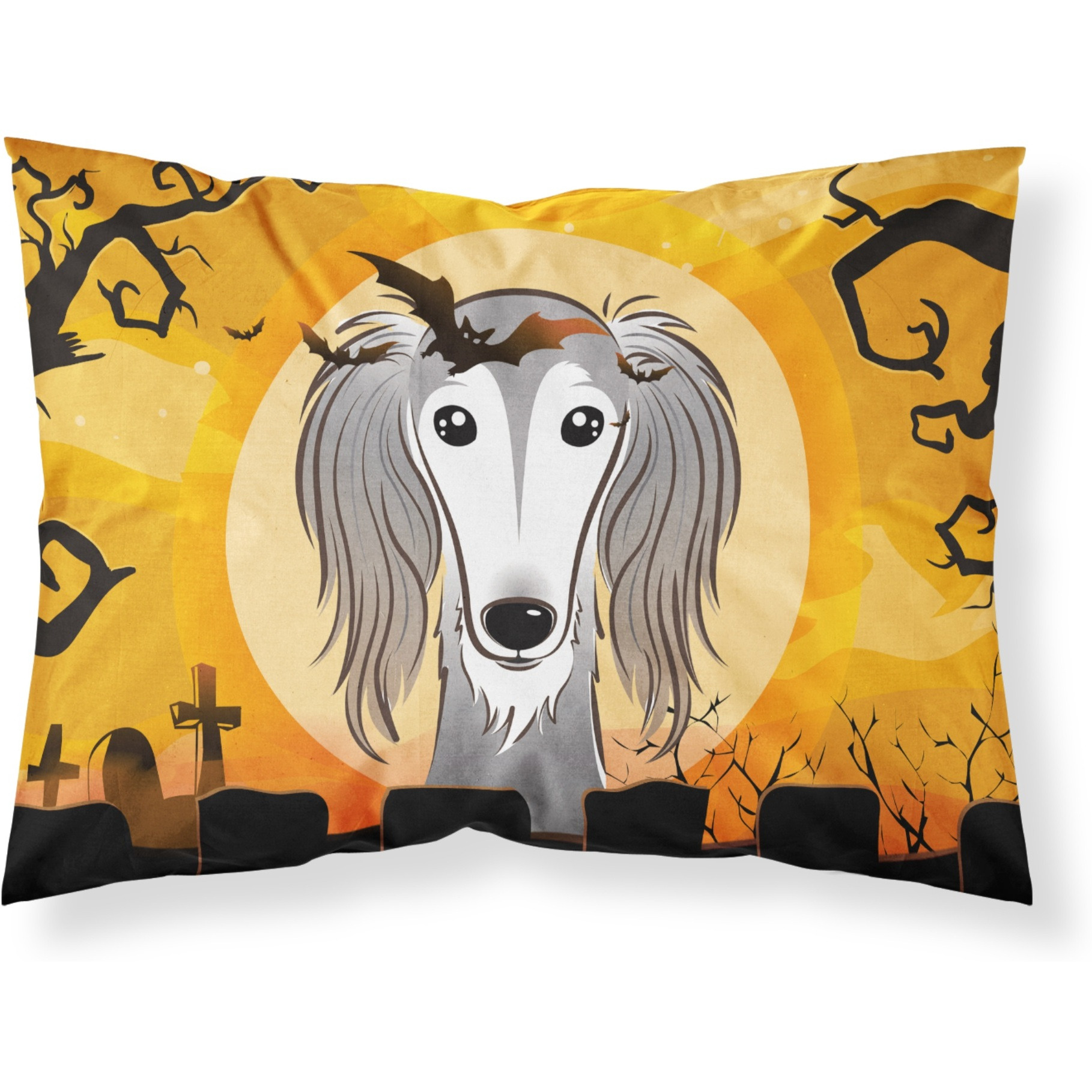 &quotCaroline's Treasures BB1787PILLOWCASE Halloween Saluki Fabric Standard Pillowcase, Large, Multicolor"