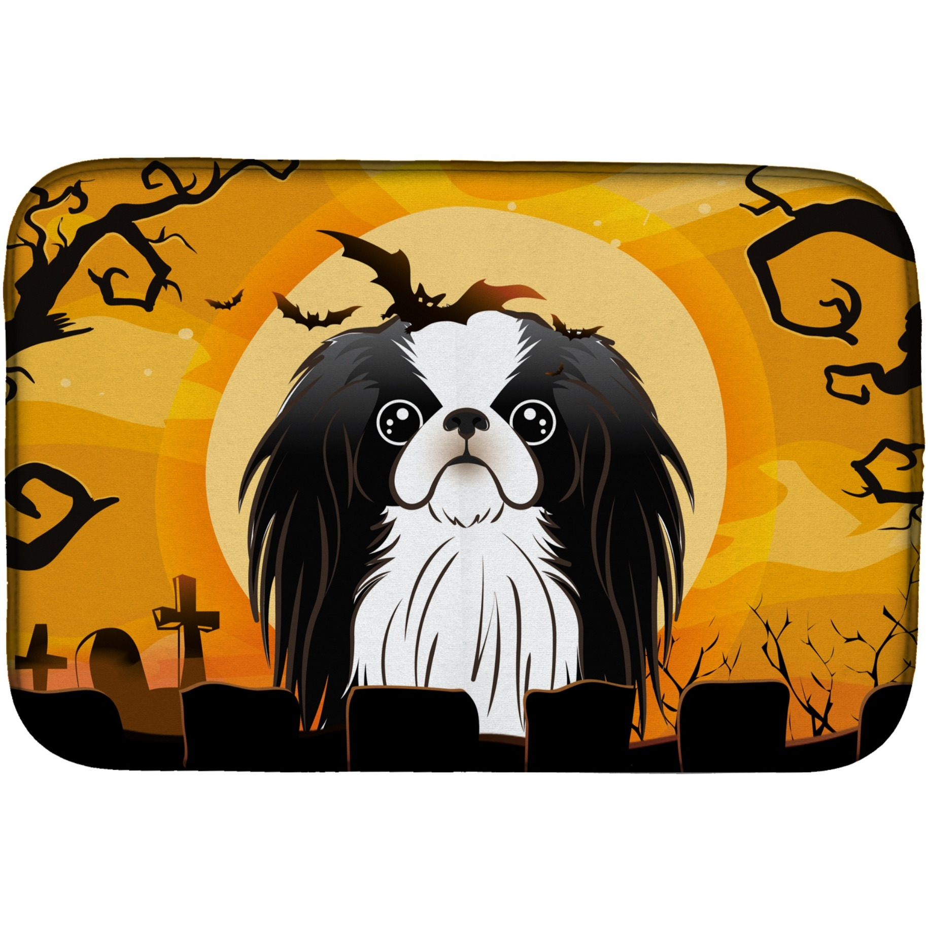 &quotCaroline's Treasures Halloween Japanese Chin Dish Drying Mat, 14"" x 21"""