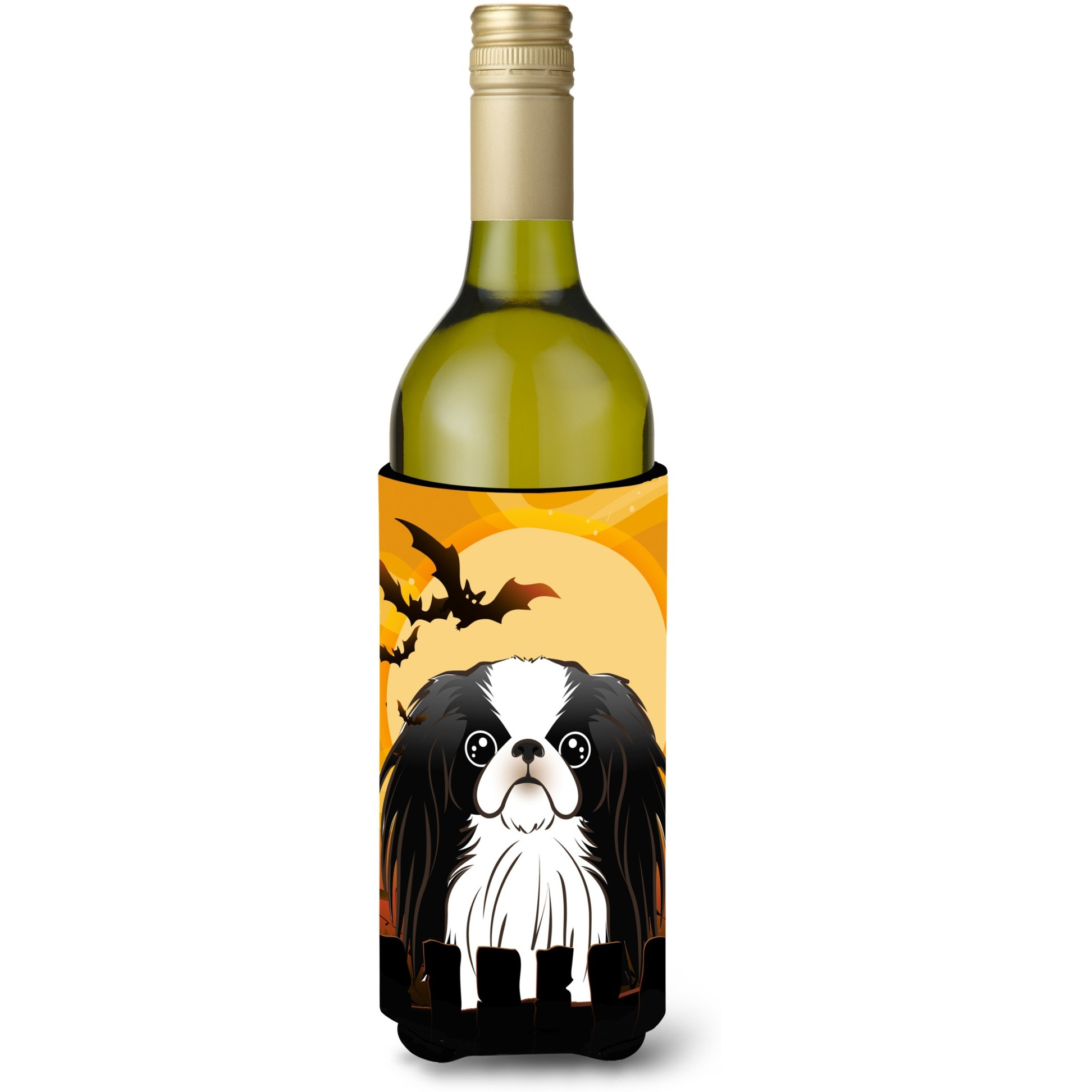 &quotCaroline's Treasures Halloween Japanese Chin Wine Bottle Koozie Hugger, 750 ml, Multicolor"
