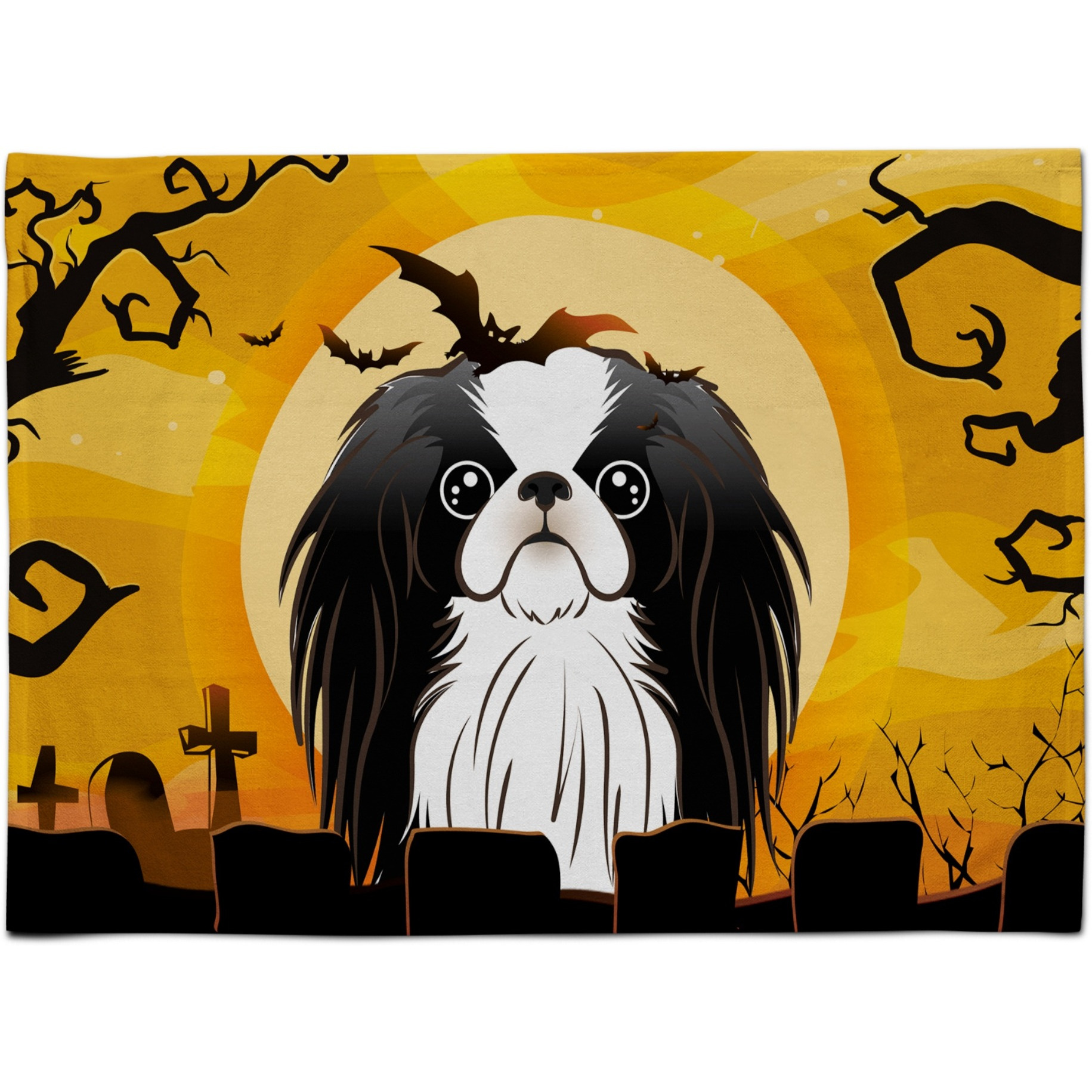 &quotCaroline's Treasures BB1788PLMT Halloween Japanese Chin Fabric Placemat, Multicolor"