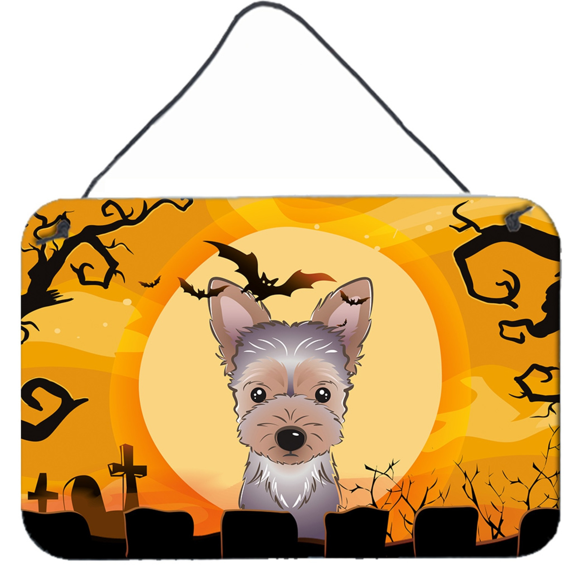 &quotCaroline's Treasures Halloween Yorkie Puppy Wall or Door Hanging Prints BB1790DS812, 8HX12W"