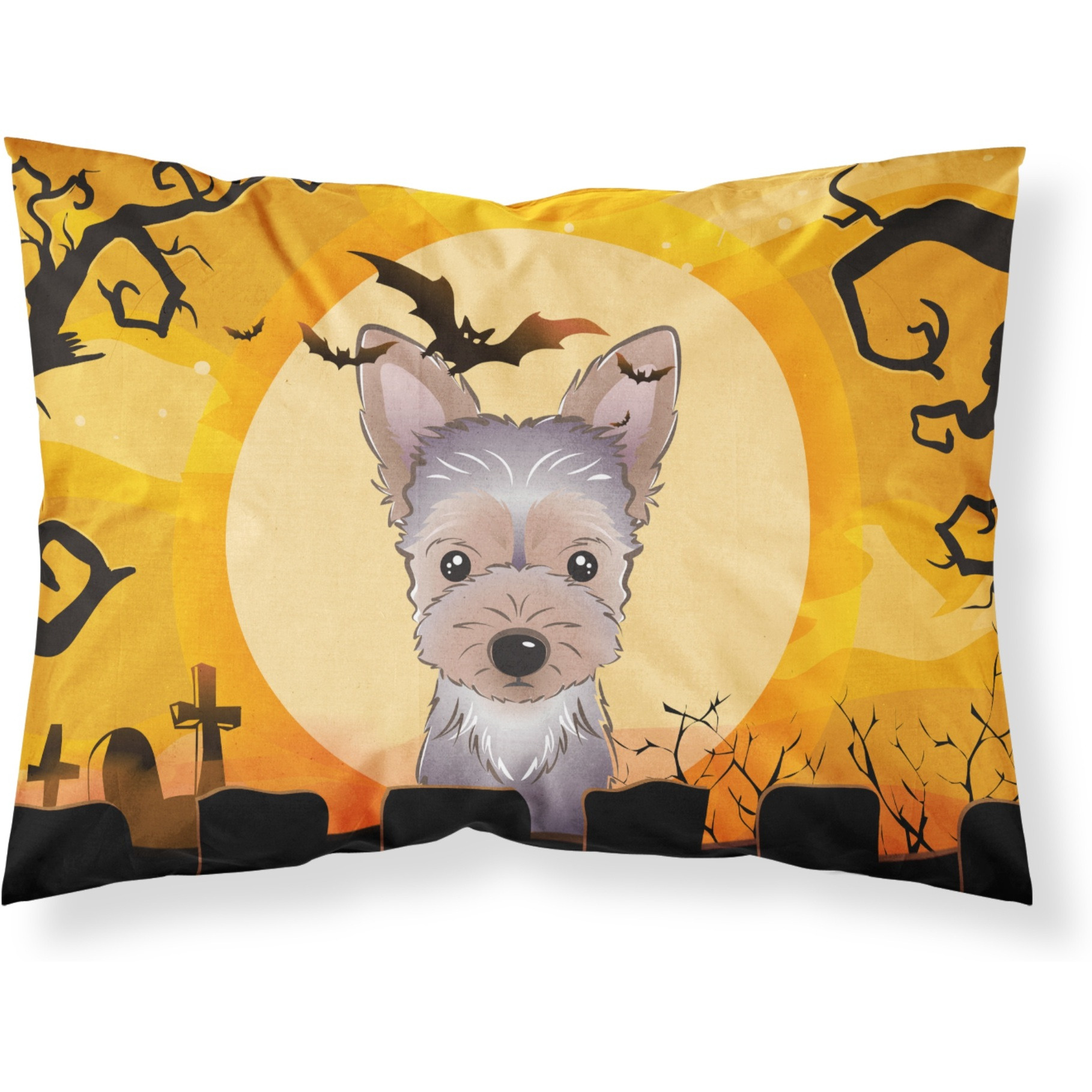 &quotCaroline's Treasures BB1790PILLOWCASE Halloween Yorkie Puppy Fabric Standard Pillowcase, Large, Multicolor"