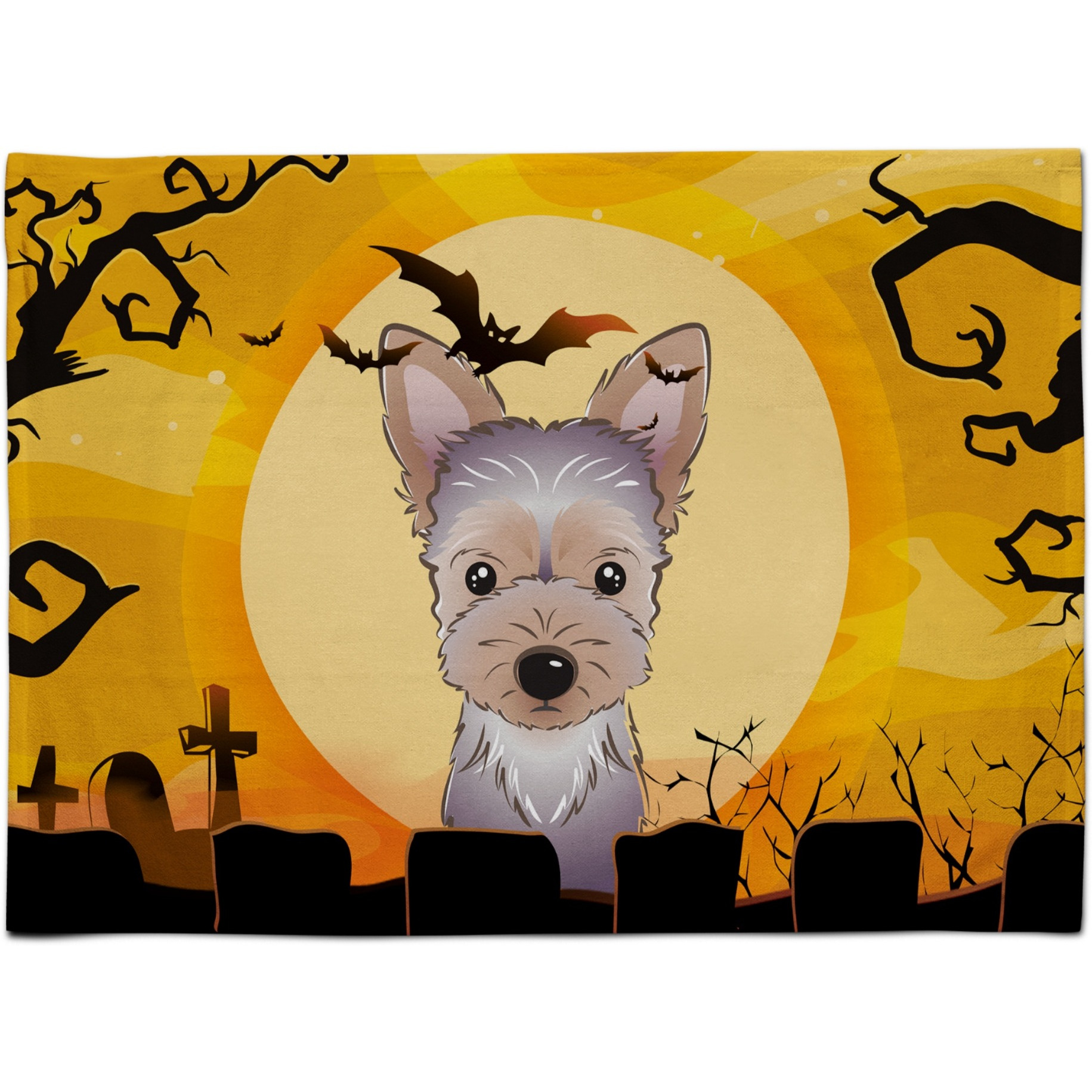 &quotCaroline's Treasures BB1790PLMT Halloween Yorkie Puppy Fabric Placemat, Multicolor"