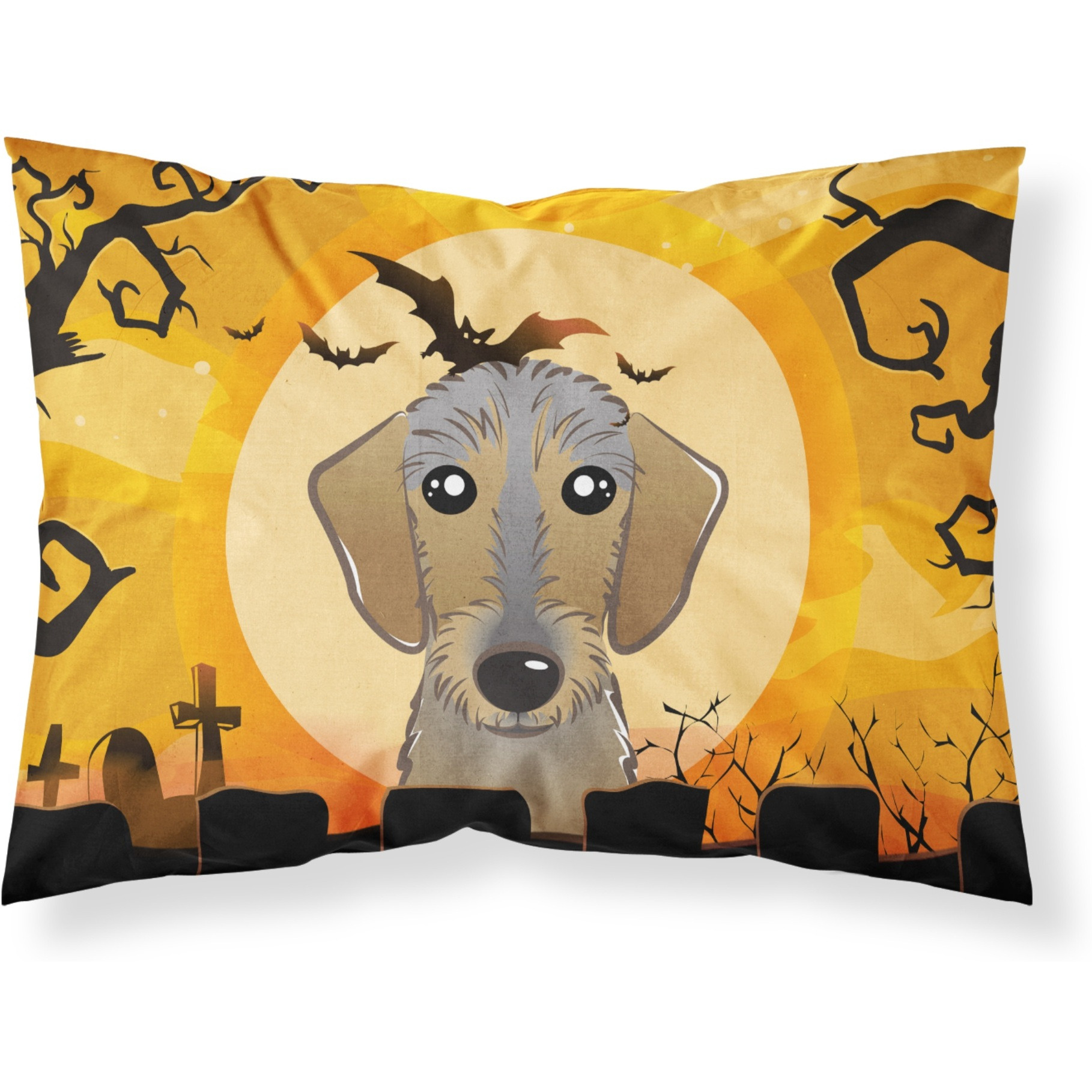&quotCaroline's Treasures BB1791PILLOWCASE Halloween Wirehaired Dachshund Fabric Standard Pillowcase, Large, Multicolor"