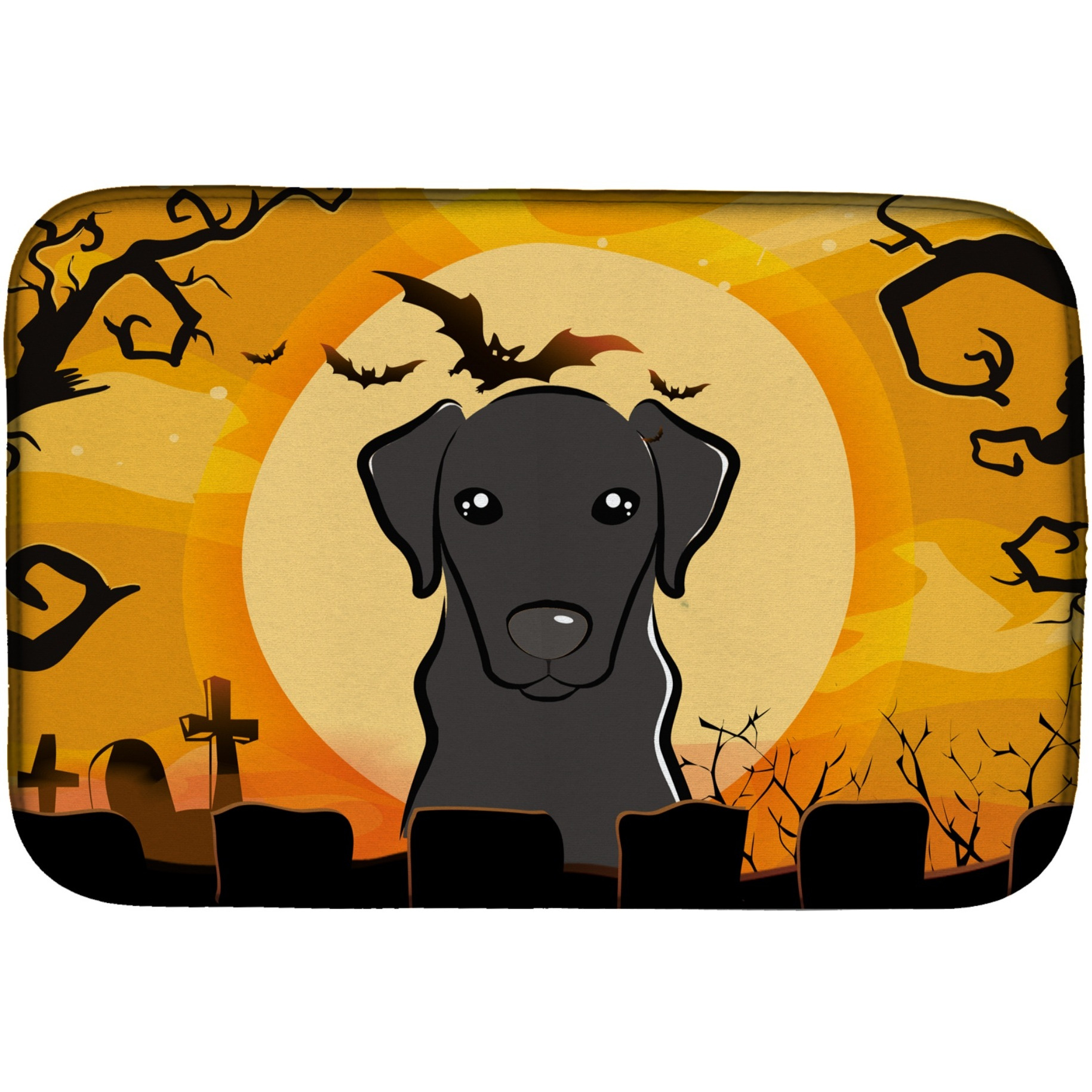 &quotCaroline's Treasures Halloween Black Labrador Dish Drying Mat, 14"" x 21"""