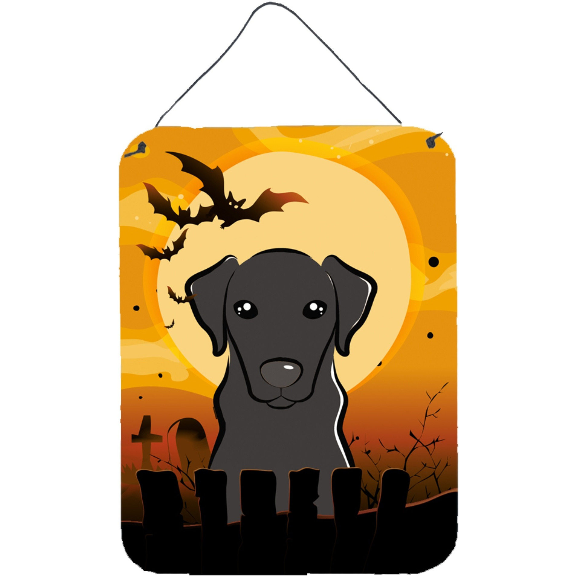 &quotCaroline's Treasures Halloween Black Labrador Wall or Door Hanging Prints BB1793DS1216, 16HX12W, Multicolor"