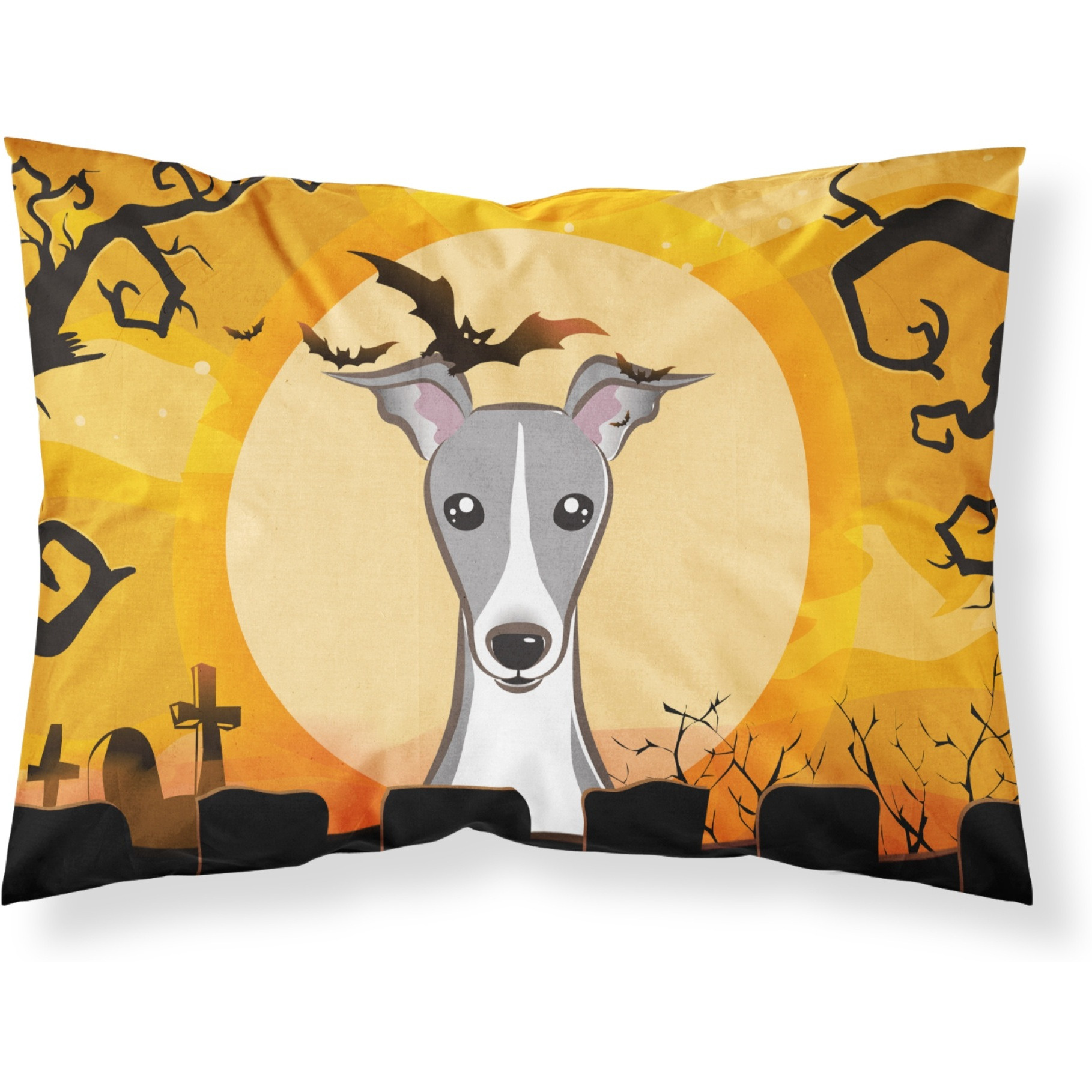 &quotCaroline's Treasures BB1794PILLOWCASE Halloween Italian Greyhound Fabric Standard Pillowcase, Large, Multicolor"