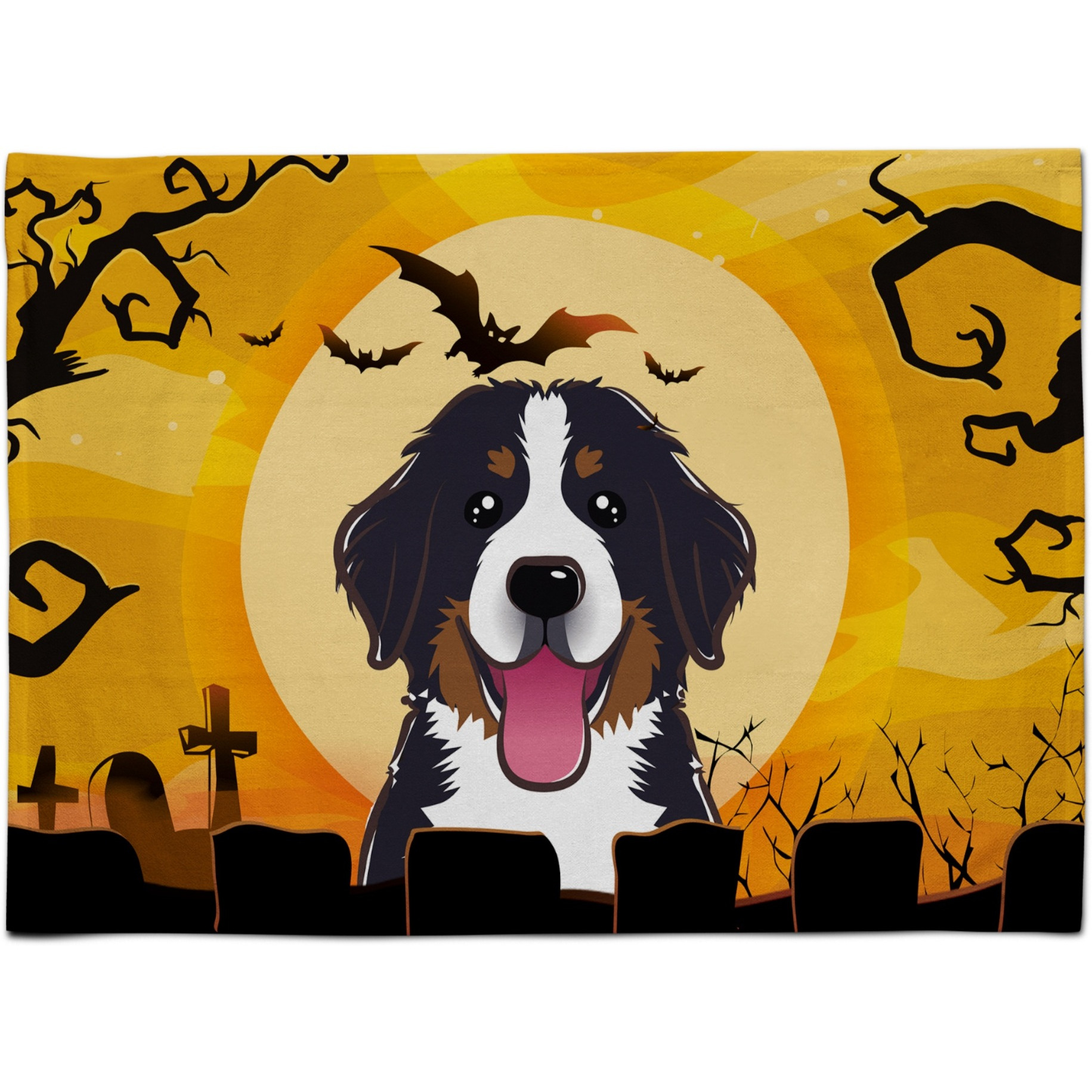 &quotCaroline's Treasures BB1795PLMT Halloween Bernese Mountain Dog Fabric Placemat, Multicolor"