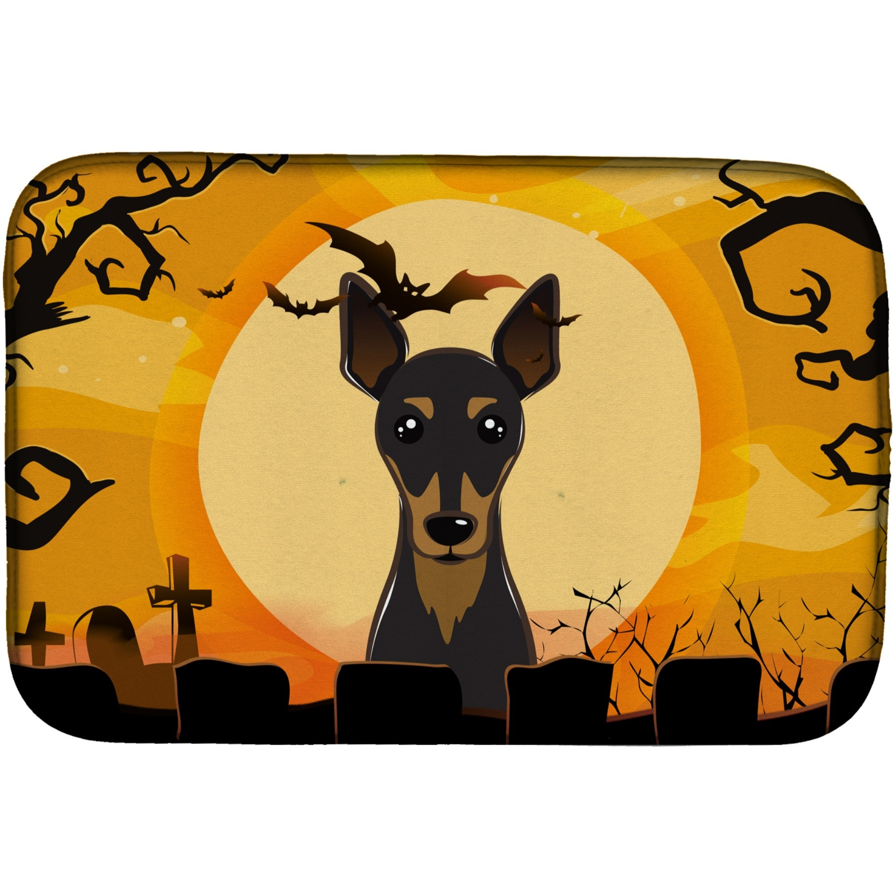 &quotCaroline's Treasures Halloween Min Pin Dish Drying Mat, 14"" x 21"""