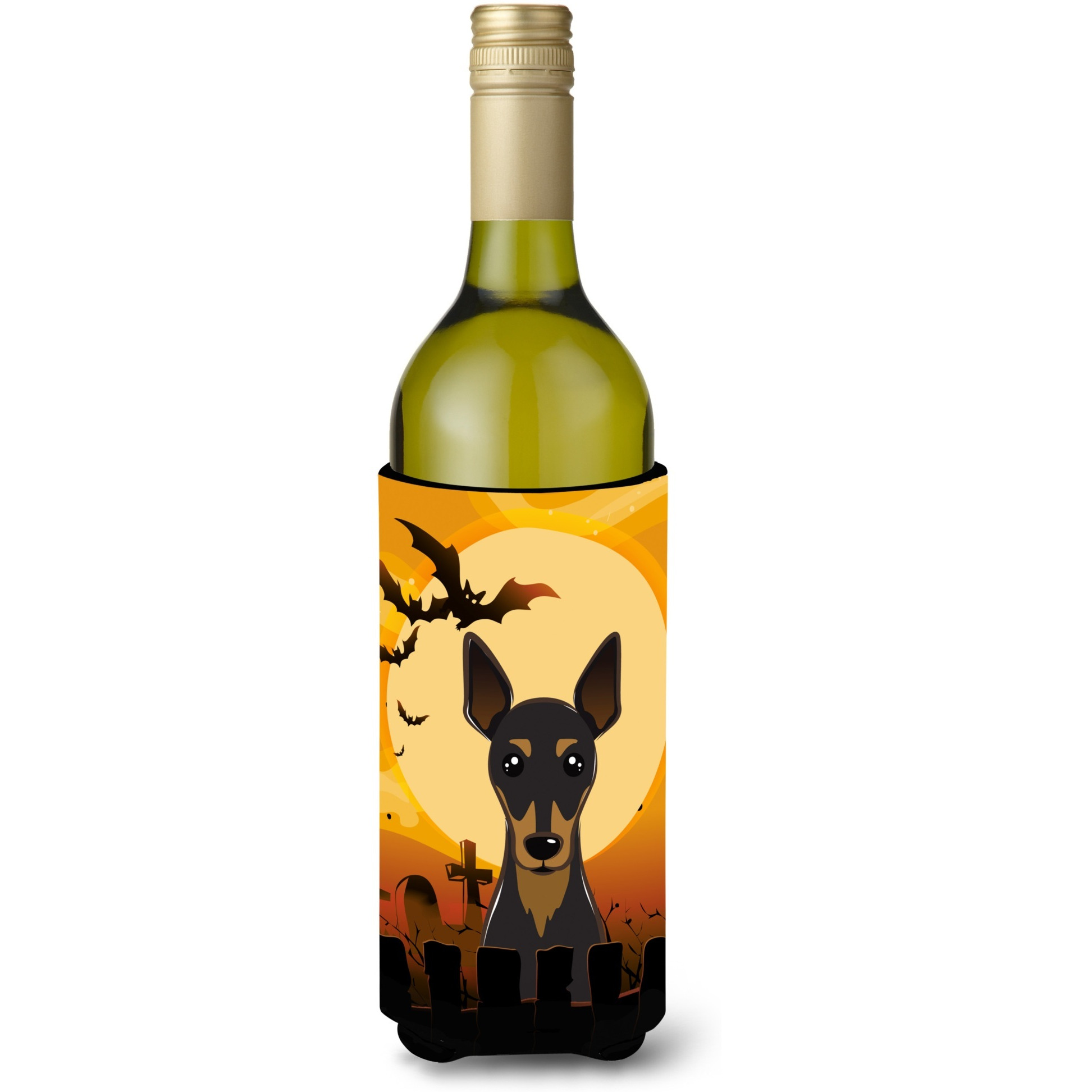 &quotCaroline's Treasures Halloween Min Pin Wine Bottle Koozie Hugger, 750 ml, Multicolor"