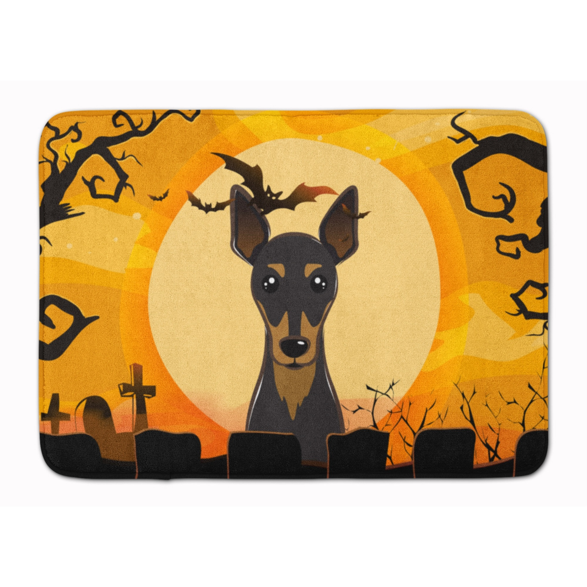 &quotCaroline's Treasures Halloween Min Pin Floor Mat, 19"" x 27"", Multicolor"