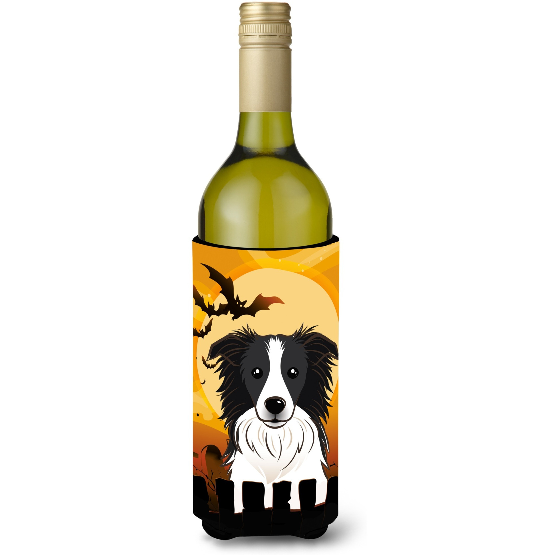 &quotCaroline's Treasures Halloween Border Collie Wine Bottle Koozie Hugger, 750 ml, Multicolor"