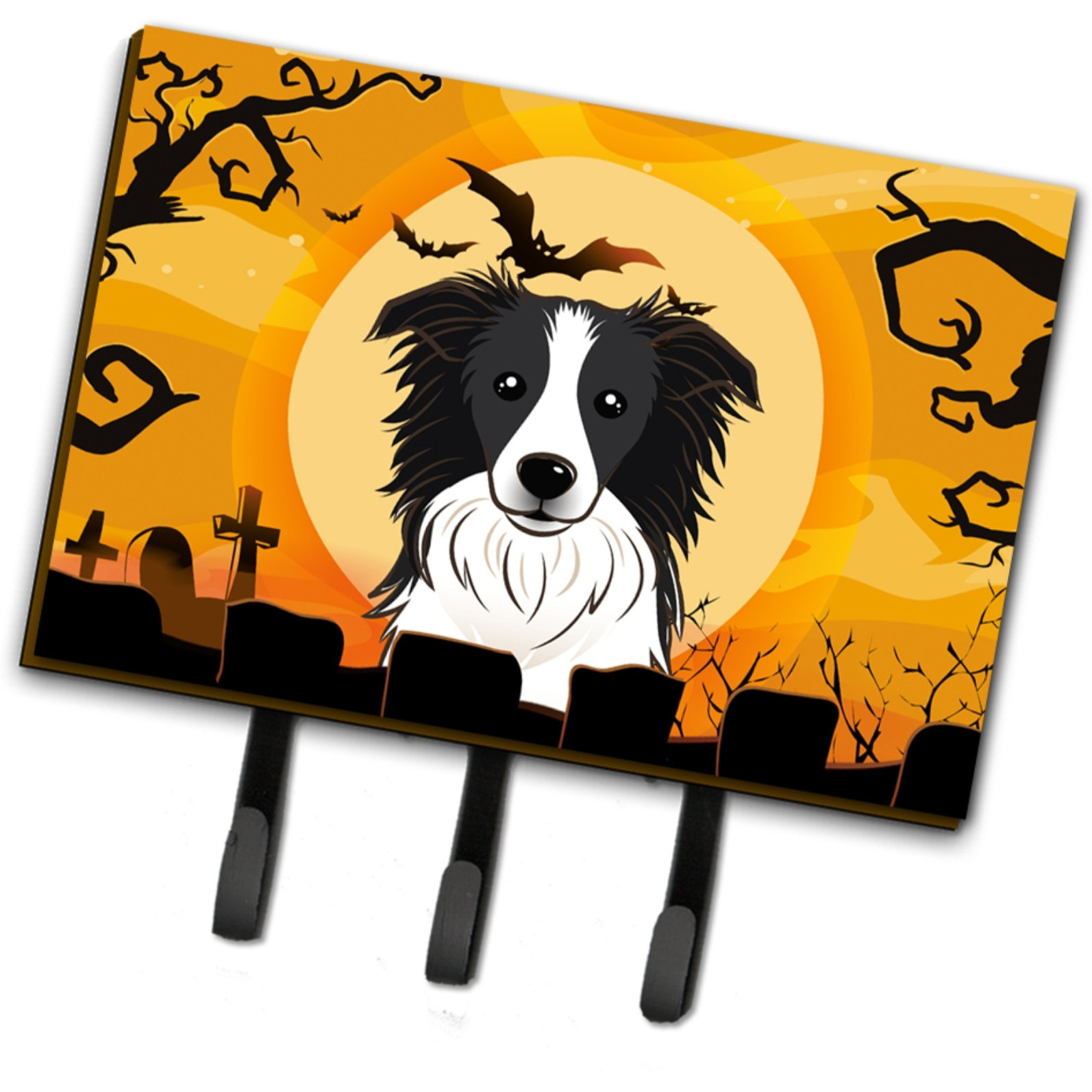 &quotCaroline's Treasures BB1799TH68 Halloween border Collie Leash or Key Holder, Large, Multicolor"