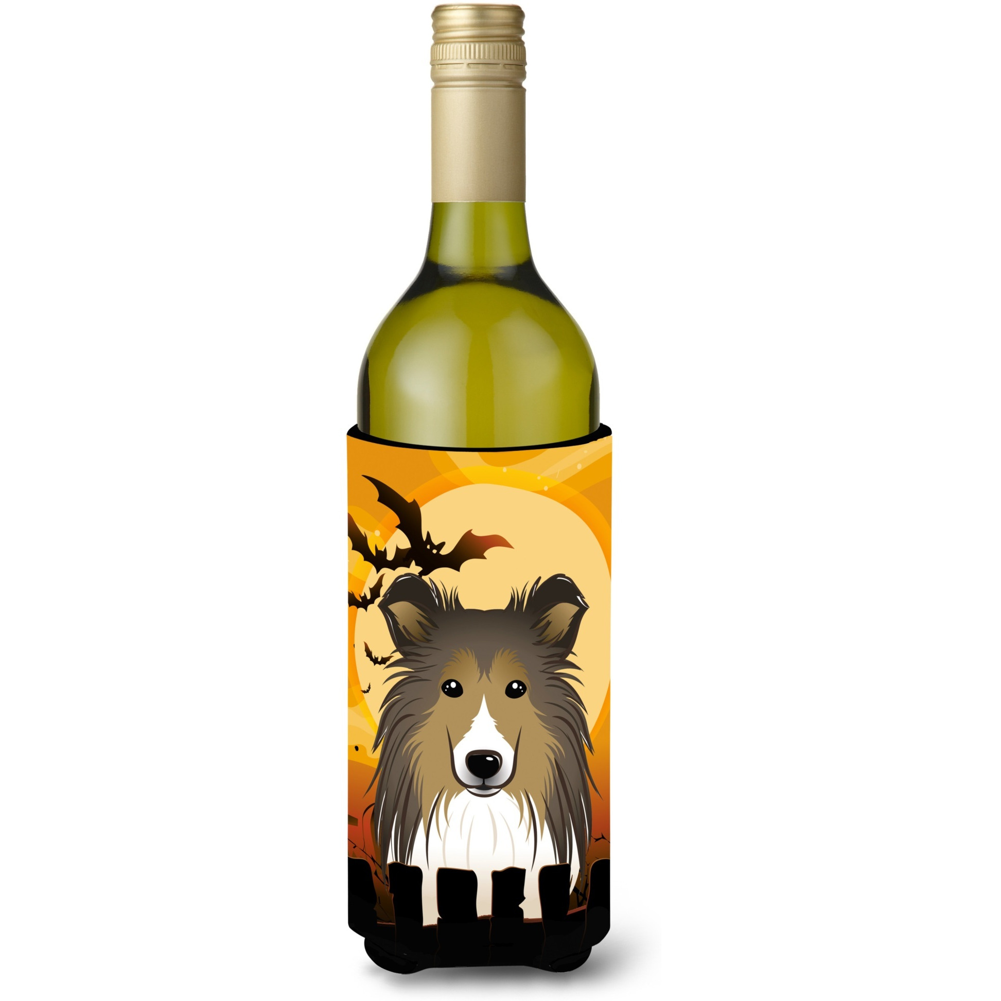 &quotCaroline's Treasures Halloween Sheltie Wine Bottle Koozie Hugger, 750 ml, Multicolor"