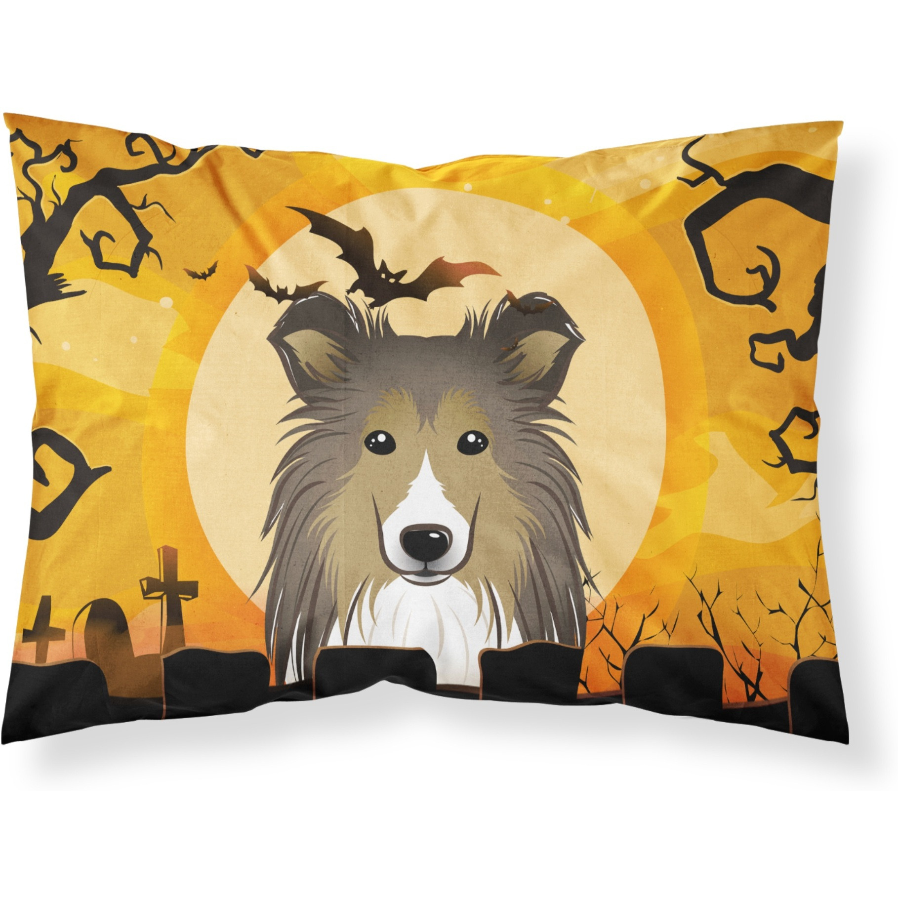 &quotCaroline's Treasures BB1800PILLOWCASE Halloween Sheltie Fabric Standard Pillowcase, Large, Multicolor"
