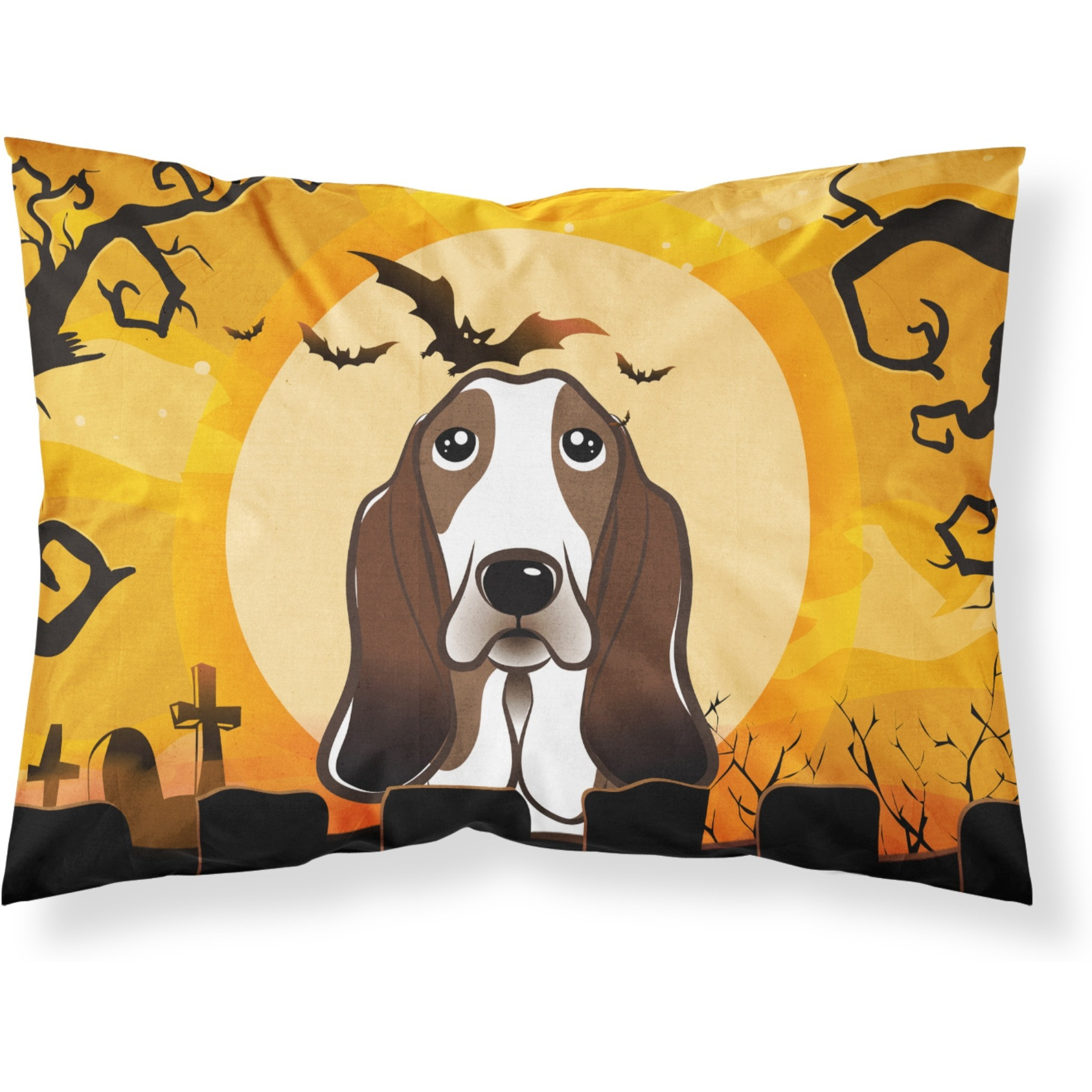 &quotCaroline's Treasures BB1801PILLOWCASE Halloween Basset Hound Fabric Standard Pillowcase, Large, Multicolor"