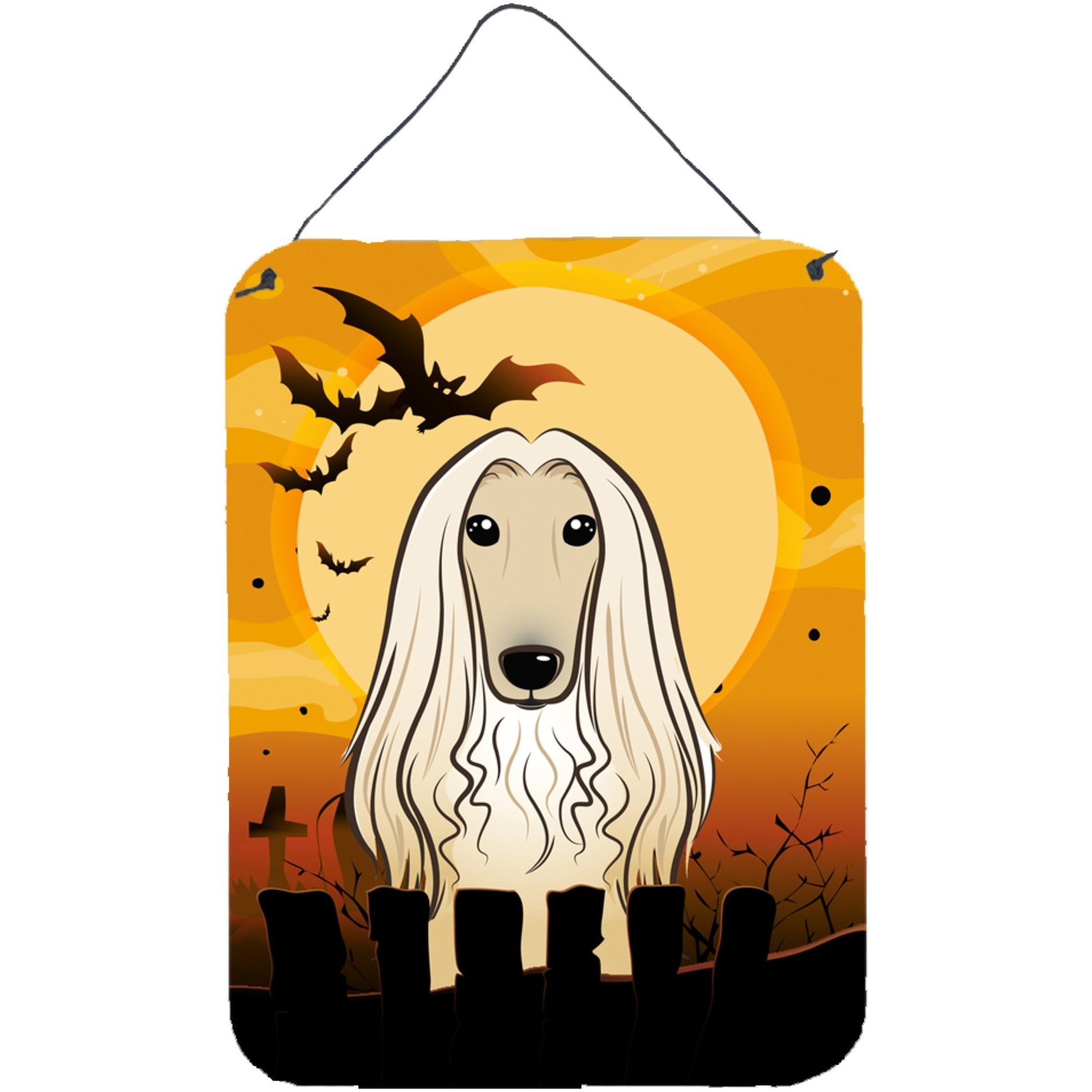 &quotCaroline's Treasures Halloween Afghan Hound Wall or Door Hanging Prints BB1802DS1216, 16HX12W, Multicolor"