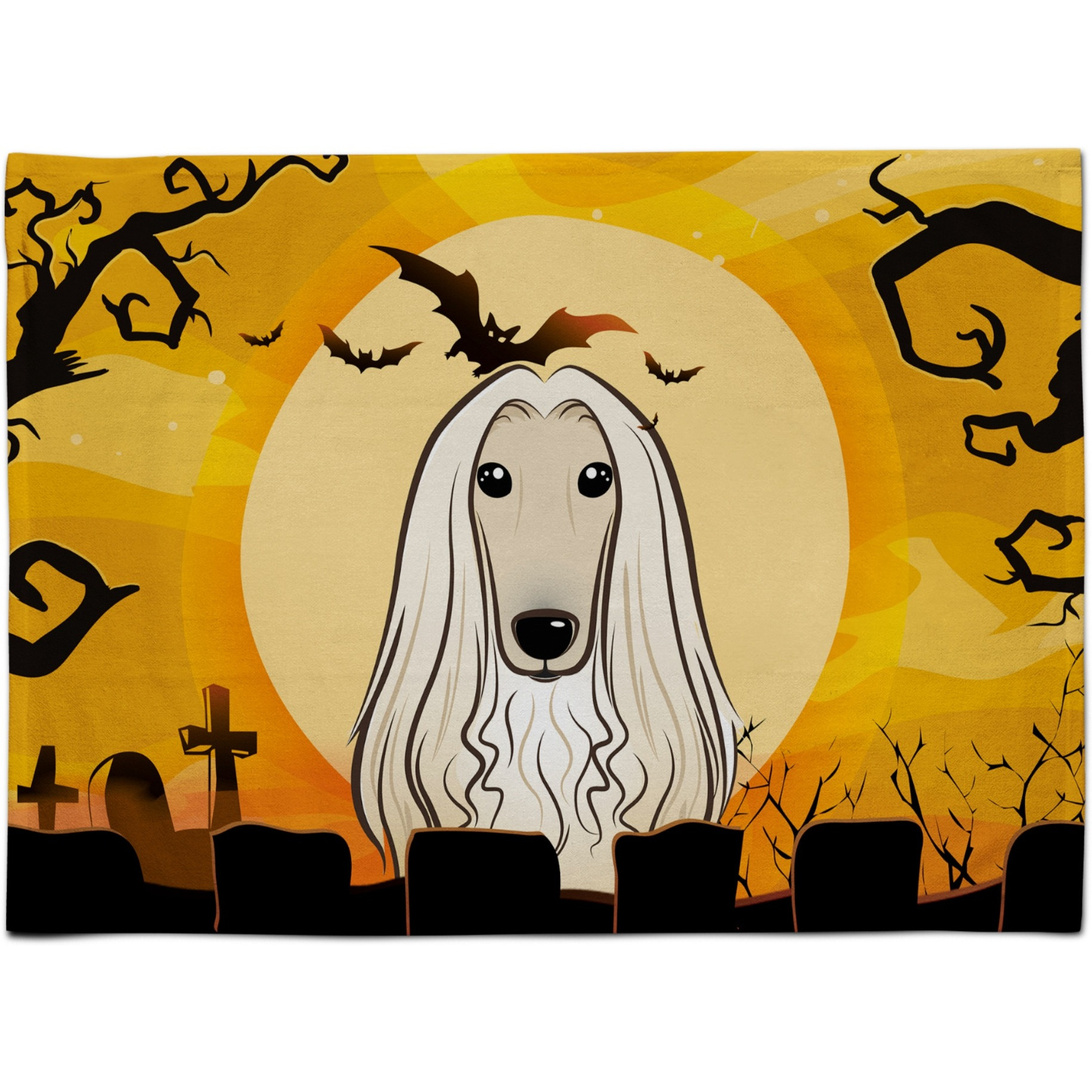 &quotCaroline's Treasures BB1802PLMT Halloween Afghan Hound Fabric Placemat, Multicolor"