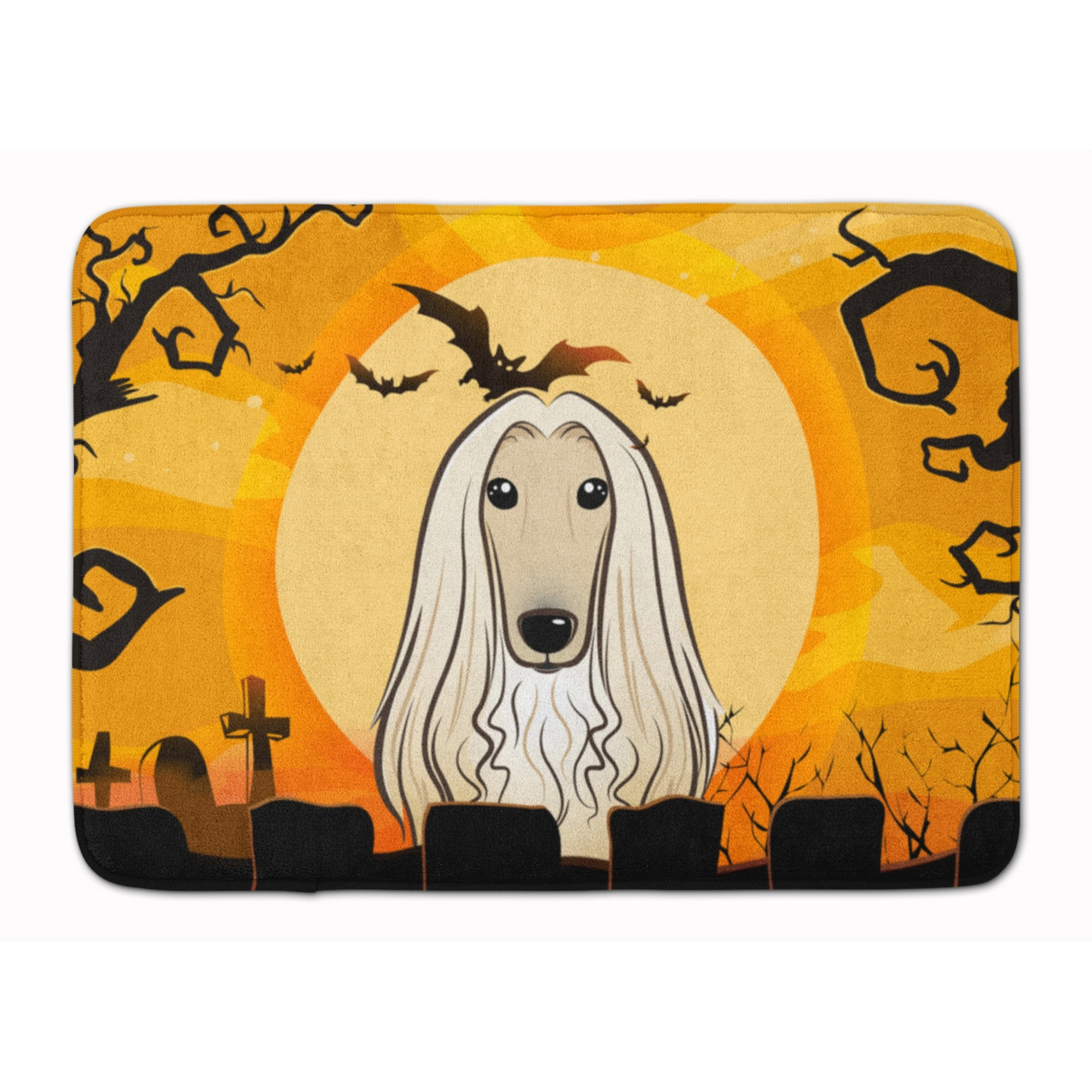 &quotCaroline's Treasures Halloween Afghan Hound Floor Mat, 19"" x 27"", Multicolor"