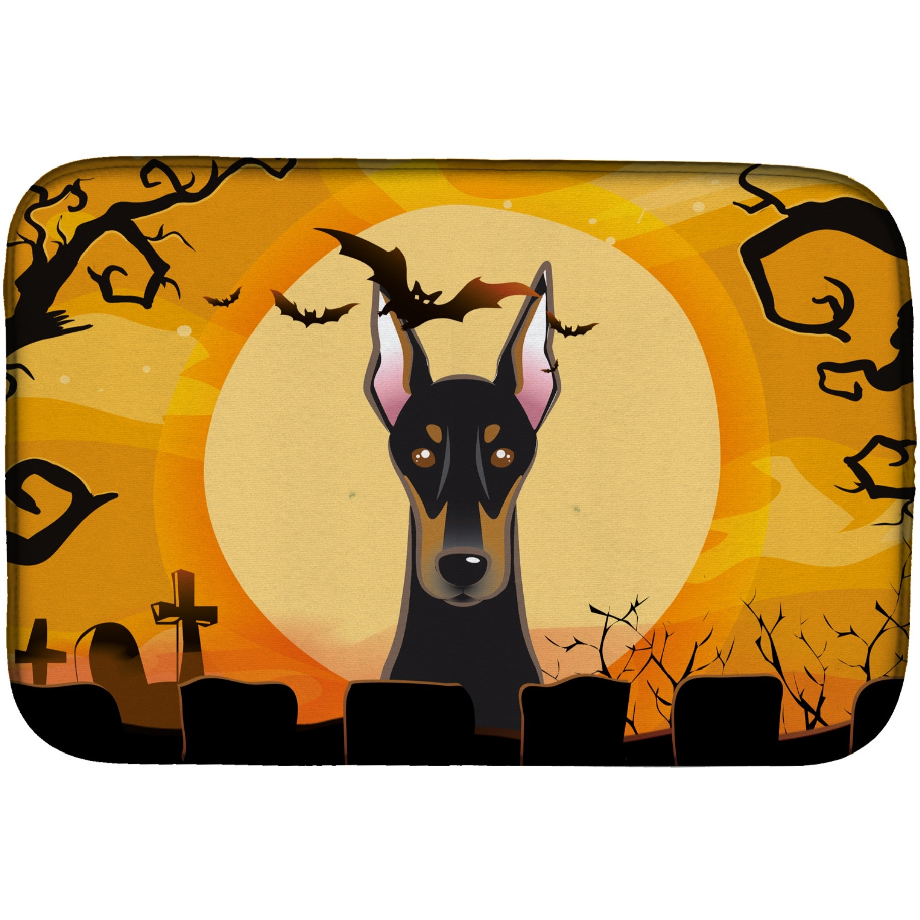 &quotCaroline's Treasures Halloween Doberman Dish Drying Mat, 14"" x 21"""