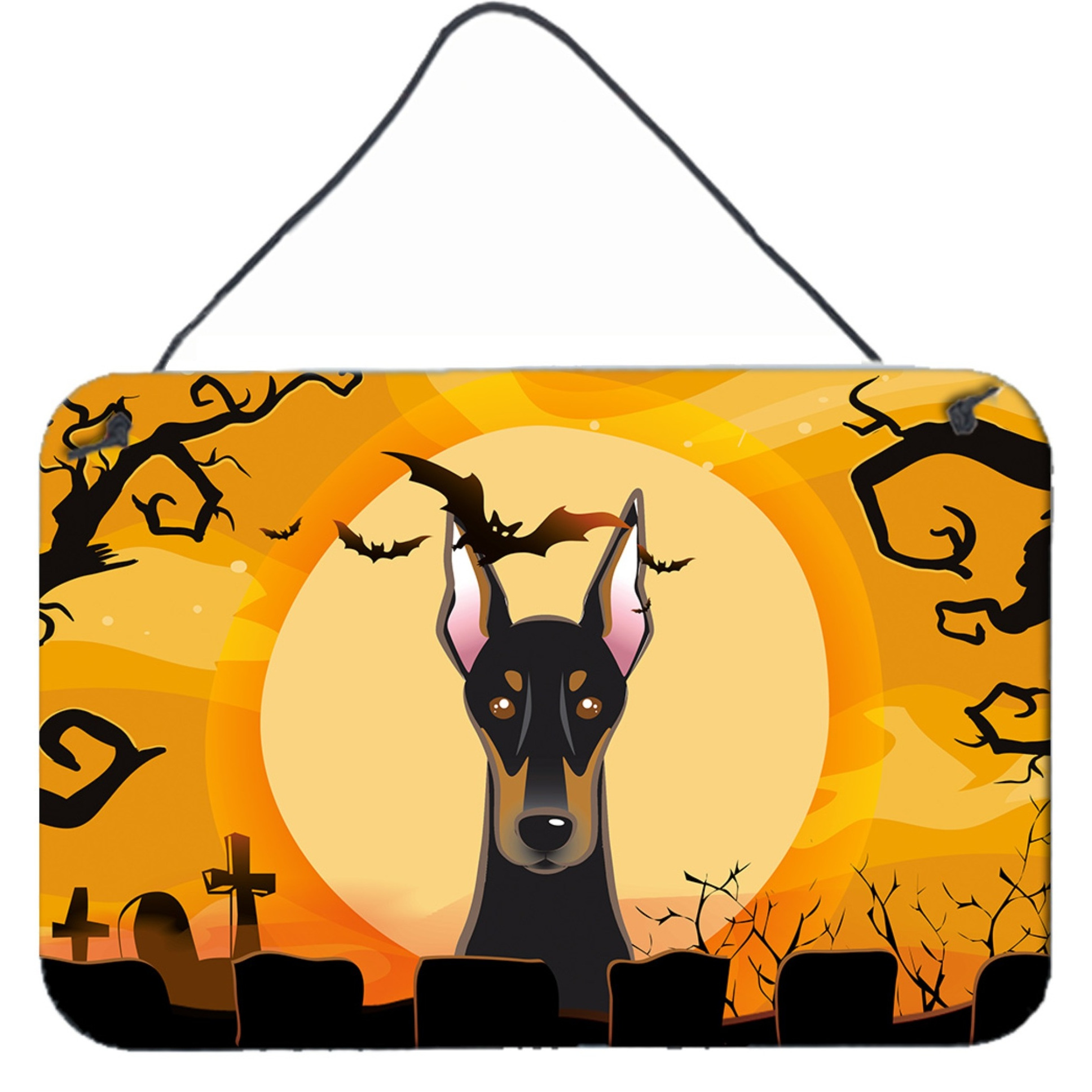 &quotCaroline's Treasures Halloween Doberman Wall or Door Hanging Prints BB1803DS812, 8HX12W"