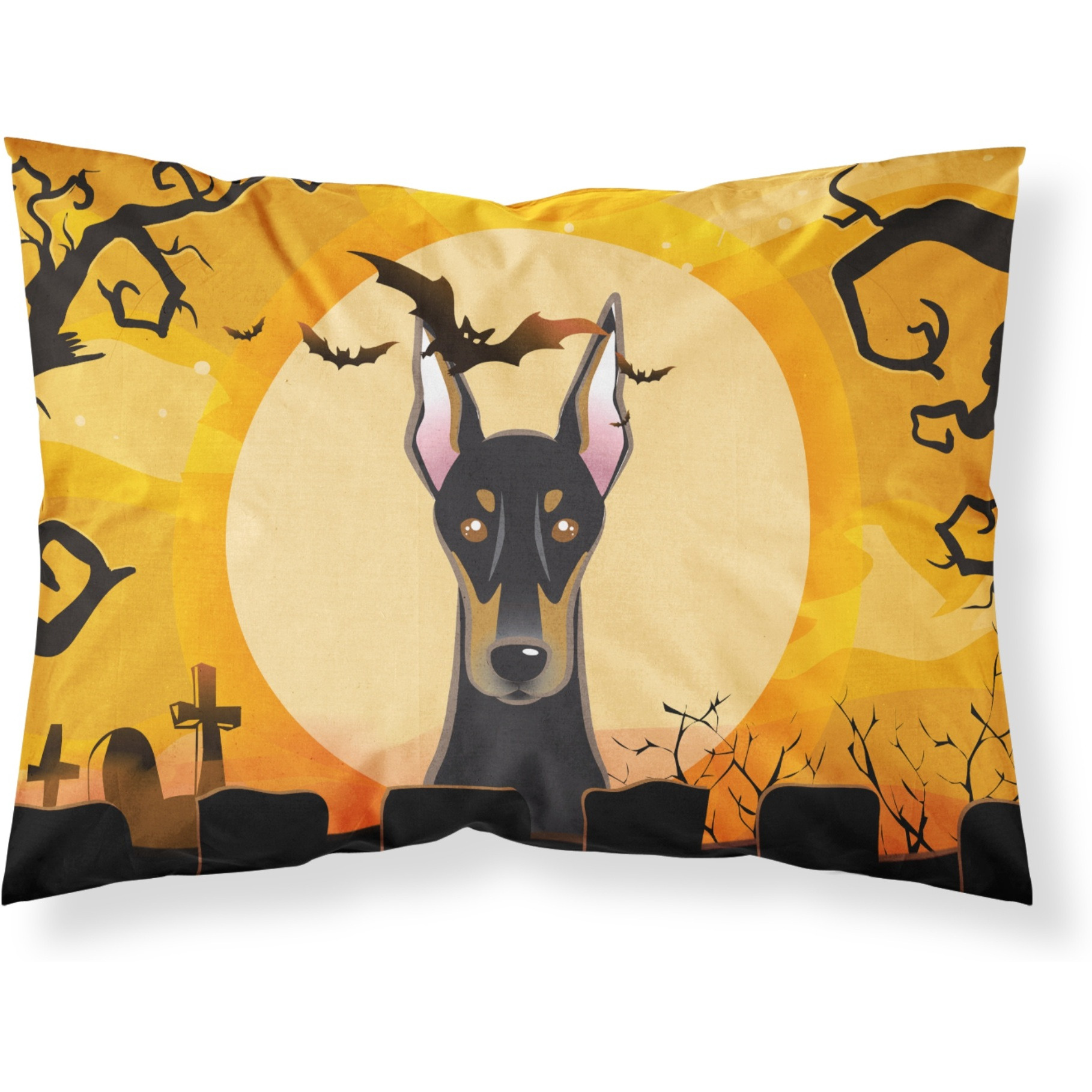 &quotCaroline's Treasures BB1803PILLOWCASE Halloween Doberman Fabric Standard Pillowcase, Large, Multicolor"