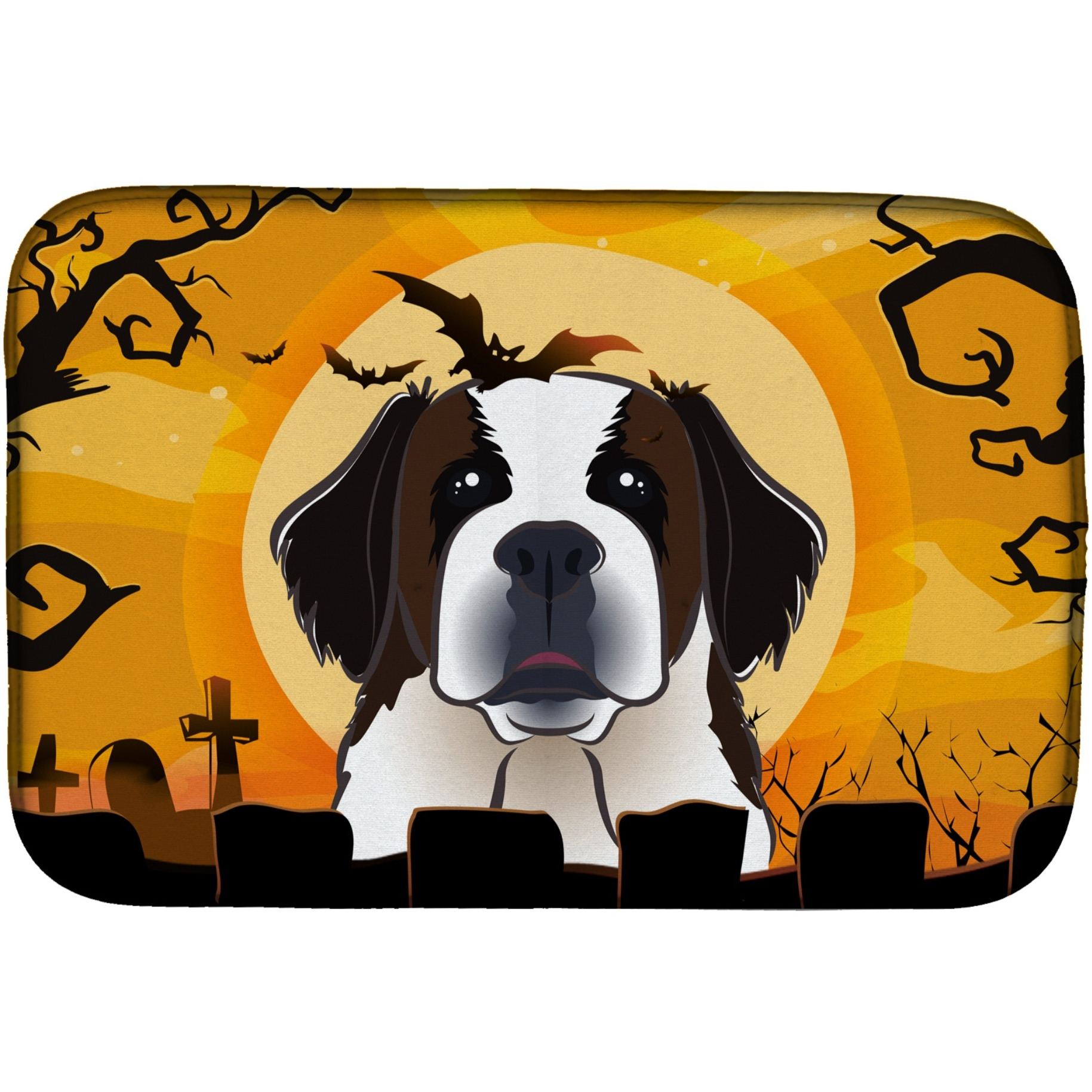 &quotCaroline's Treasures Halloween Saint Bernard Dish Drying Mat, 14"" x 21"""