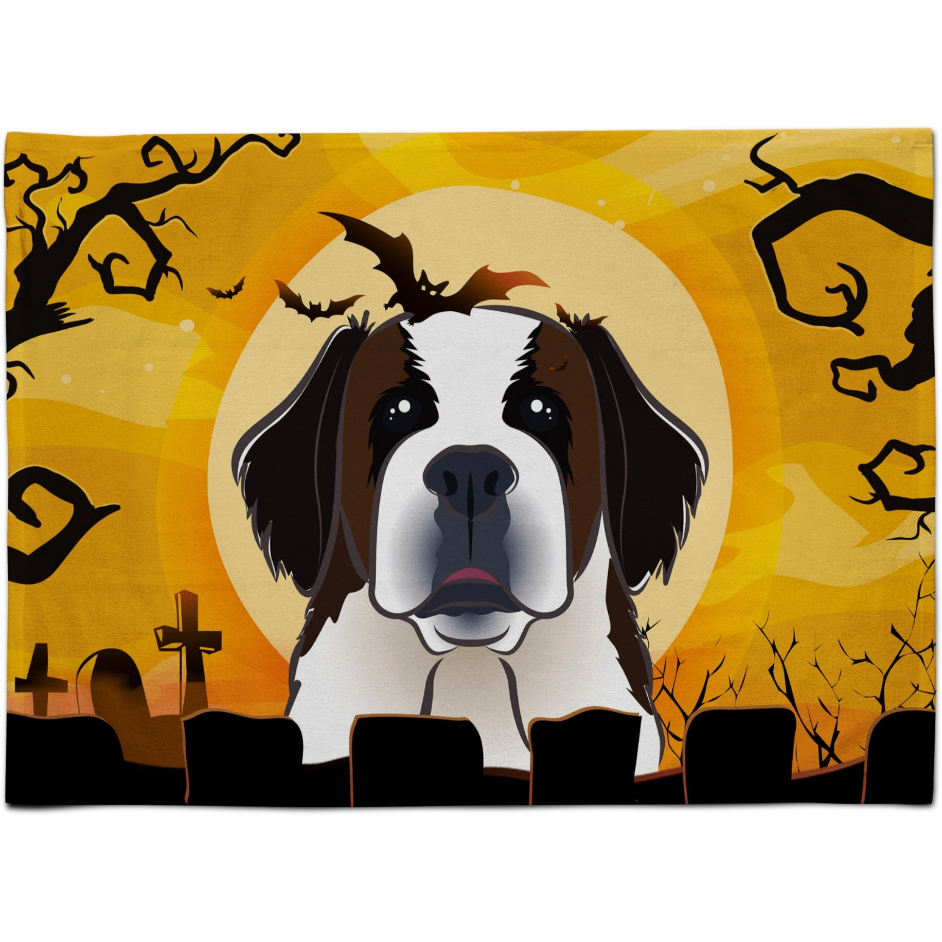 &quotCaroline's Treasures BB1804PLMT Halloween Saint Bernard Fabric Placemat, Multicolor"