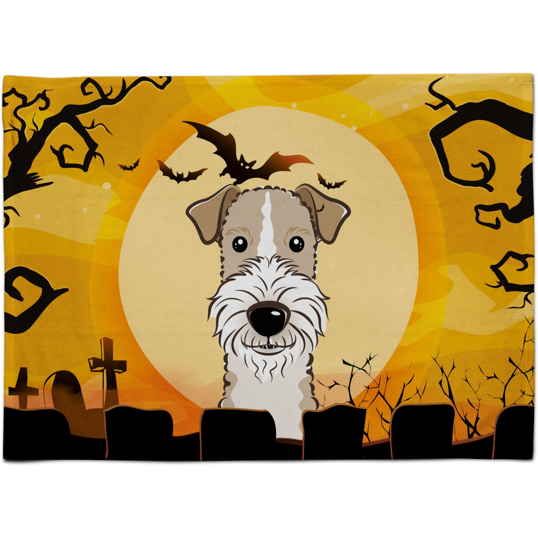 &quotCaroline's Treasures BB1805PLMT Halloween Wire Haired Fox Terrier Fabric Placemat, Multicolor"