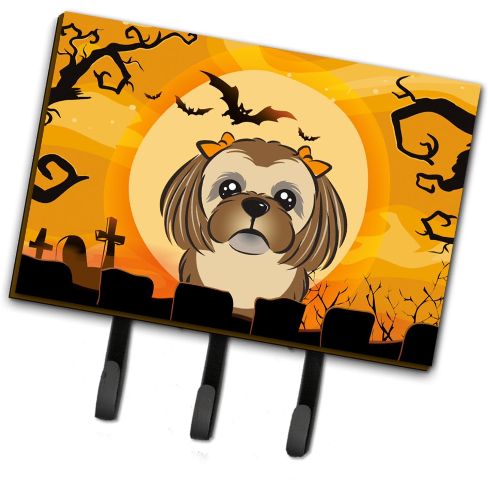 &quotCaroline's Treasures BB1807TH68 Halloween Chocolate Brown Shih Tzu Leash or Key Holder, Large, Multicolor"