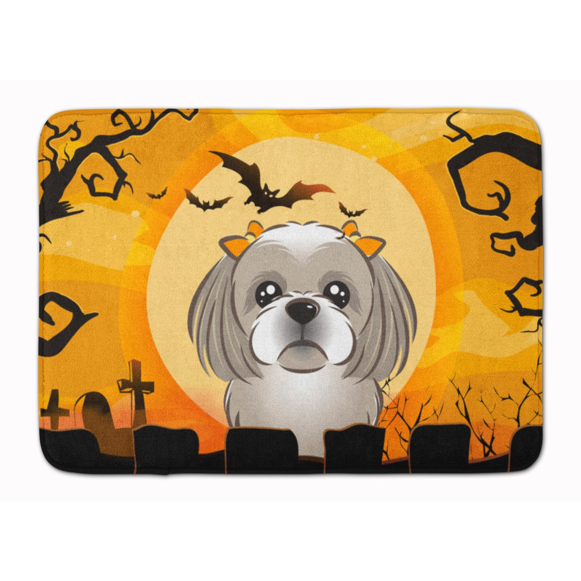 &quotCaroline's Treasures Halloween Gray Silver Shih Tzu, 19"" x 27"", Multicolor"