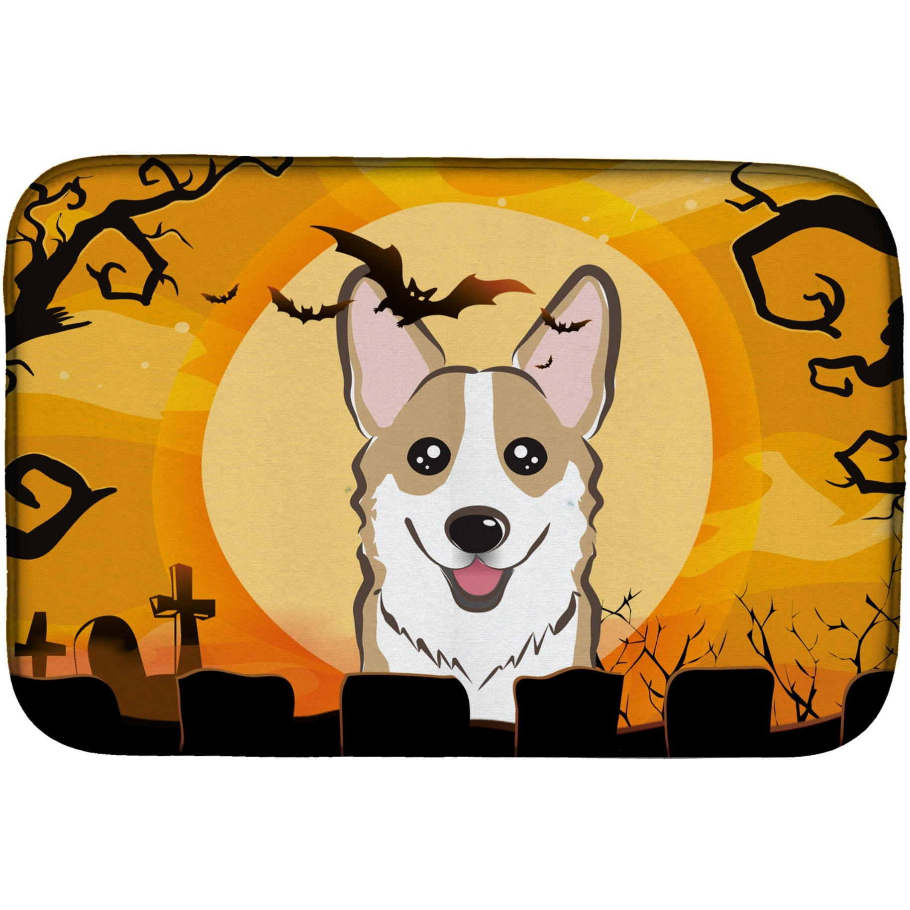 &quotCaroline's Treasures Halloween Sable Corgi Dish Drying Mat, 14"" x 21"""