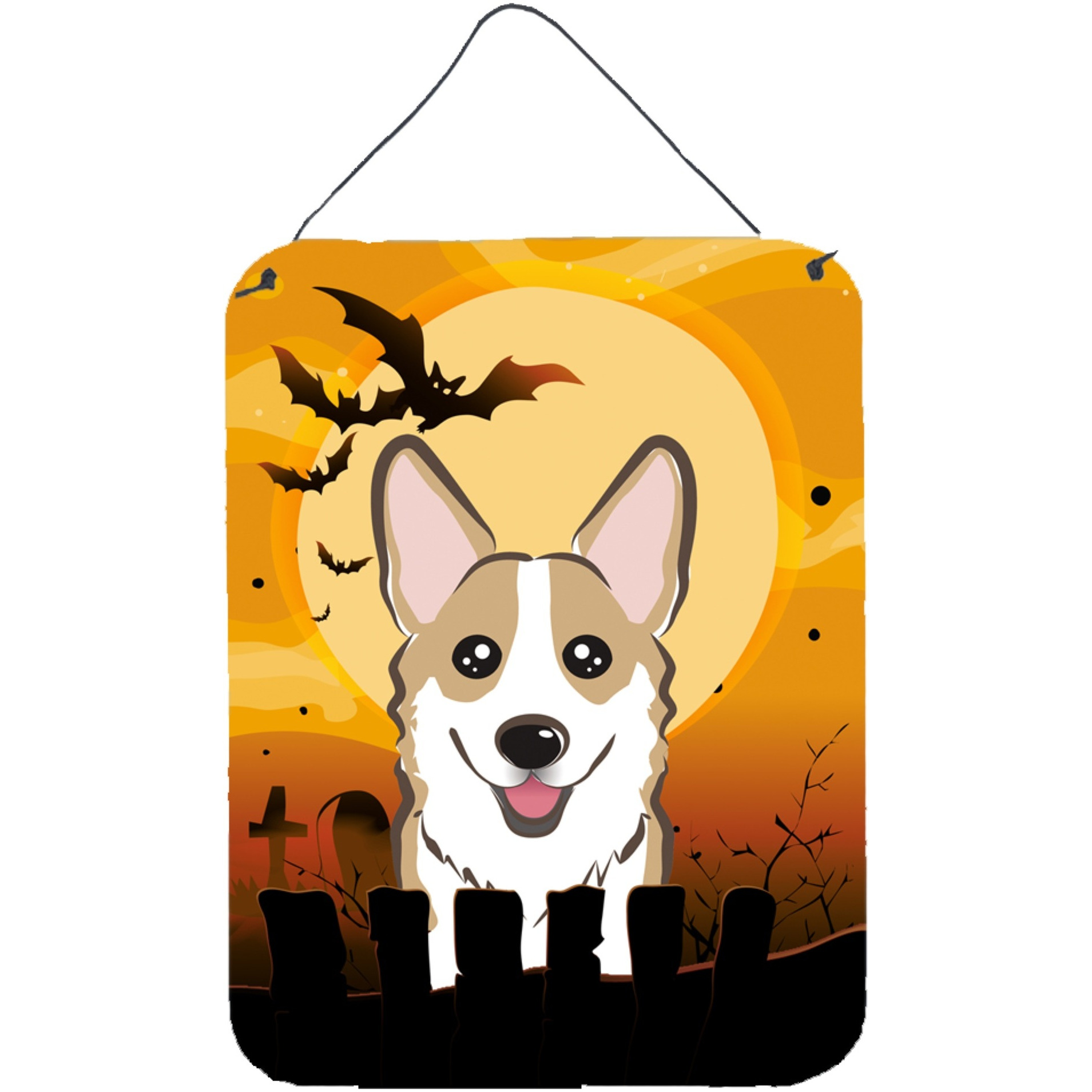 &quotCaroline's Treasures Halloween Sable Corgi Wall or Door Hanging Prints BB1811DS1216, 16HX12W, Multicolor"