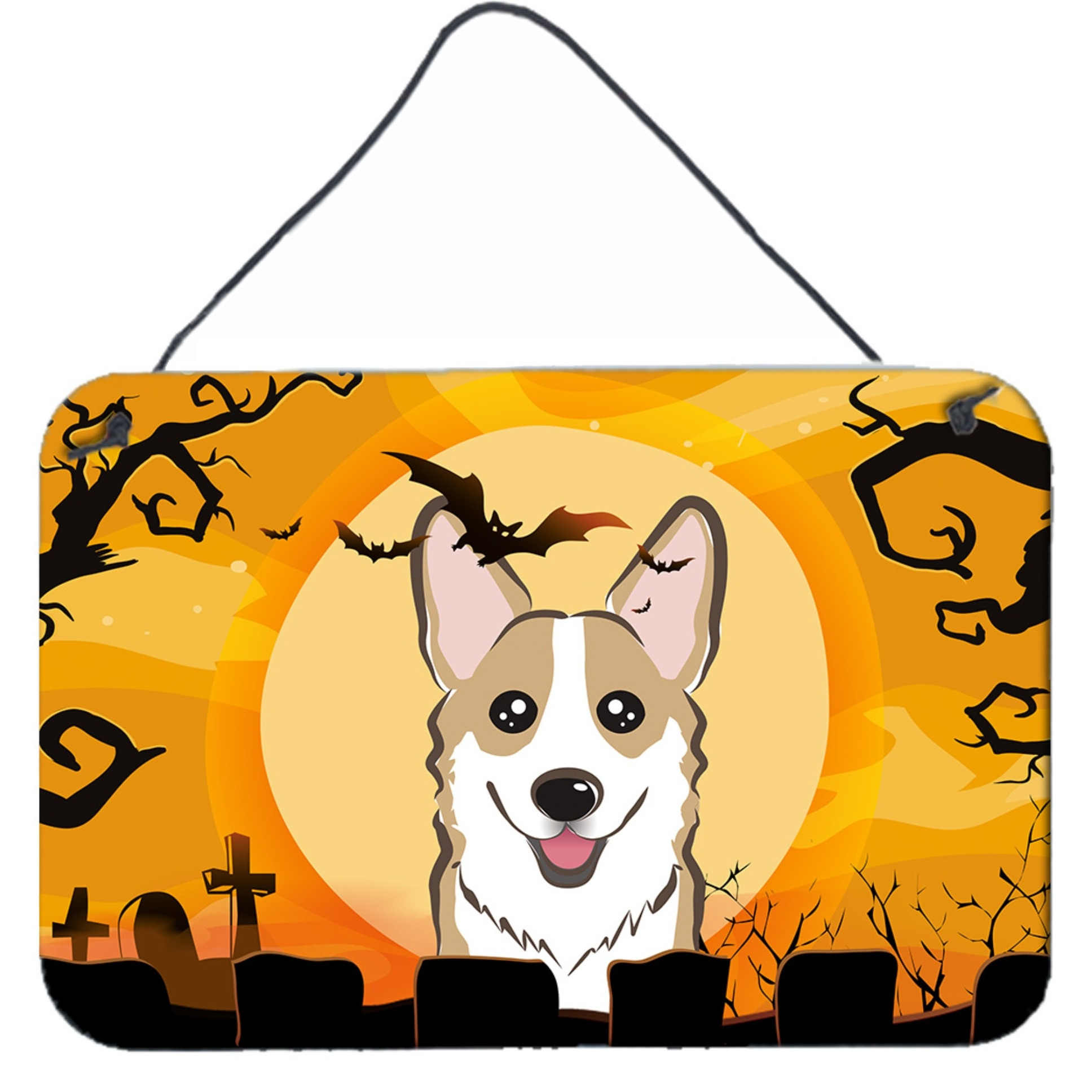 &quotCaroline's Treasures Halloween Sable Corgi Wall or Door Hanging Prints BB1811DS812, 8HX12W"