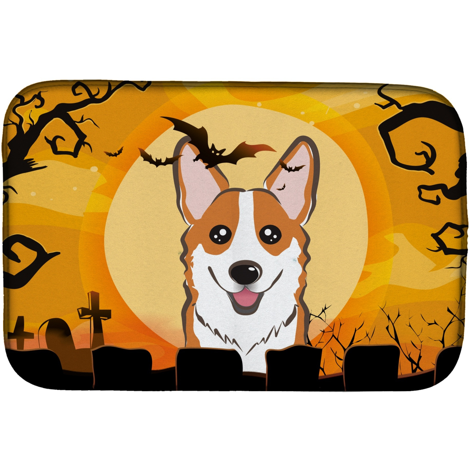 &quotCaroline's Treasures Halloween Corgi Dish Drying Mat, 14"" x 21"""