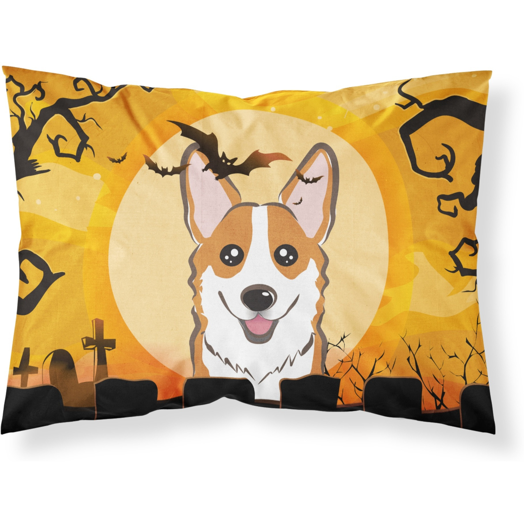 &quotCaroline's Treasures BB1812PILLOWCASE Halloween Red Corgi Fabric Standard Pillowcase, Large, Multicolor"