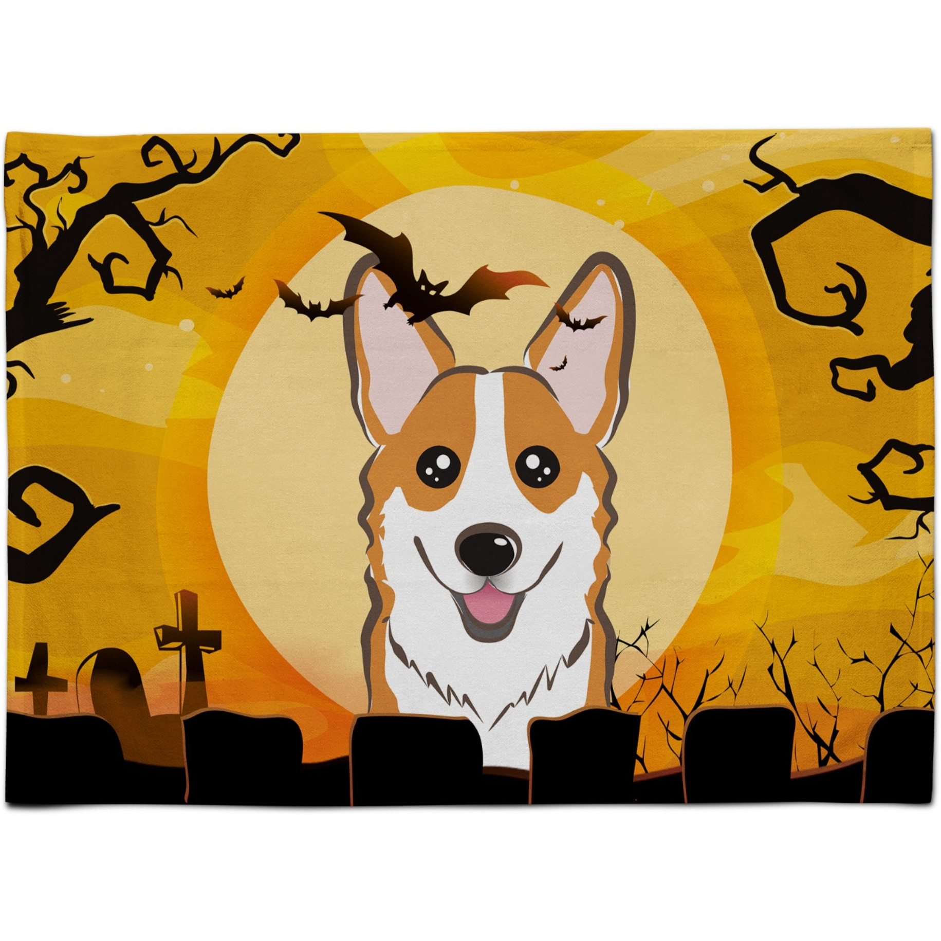 &quotCaroline's Treasures BB1812PLMT Halloween Red Corgi Fabric Placemat, Multicolor"