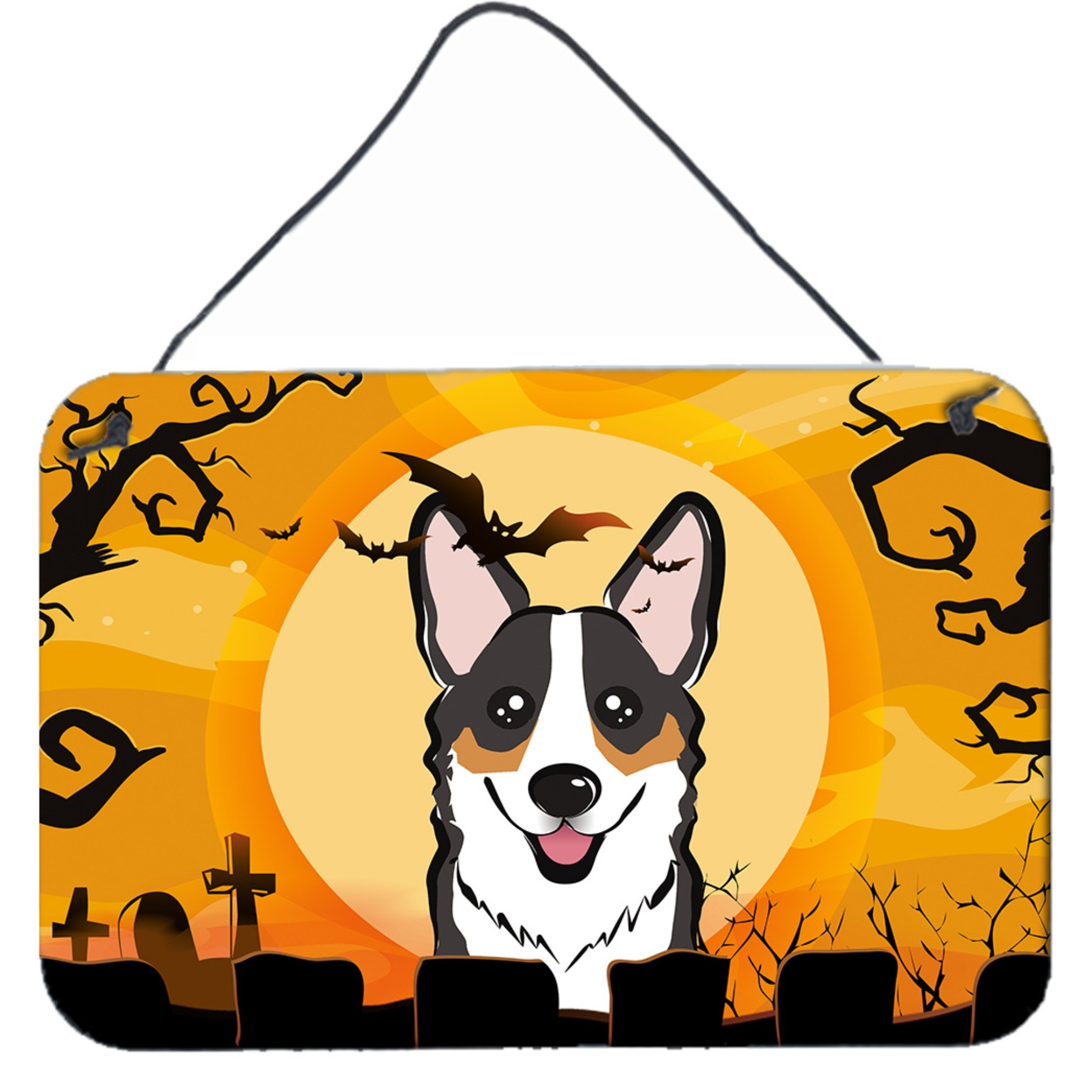 &quotCaroline's Treasures Halloween Tricolor Corgi Wall or Door Hanging Prints BB1813DS812, 8HX12W"