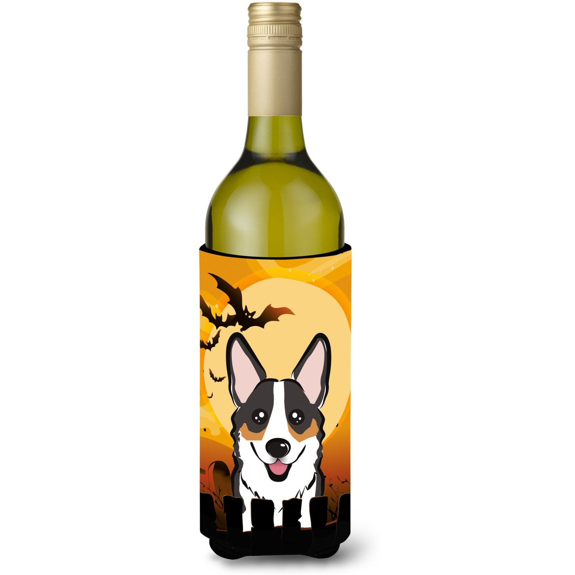 &quotCaroline's Treasures Halloween Tricolor Corgi Wine Bottle Koozie Hugger, 750 ml, Multicolor"