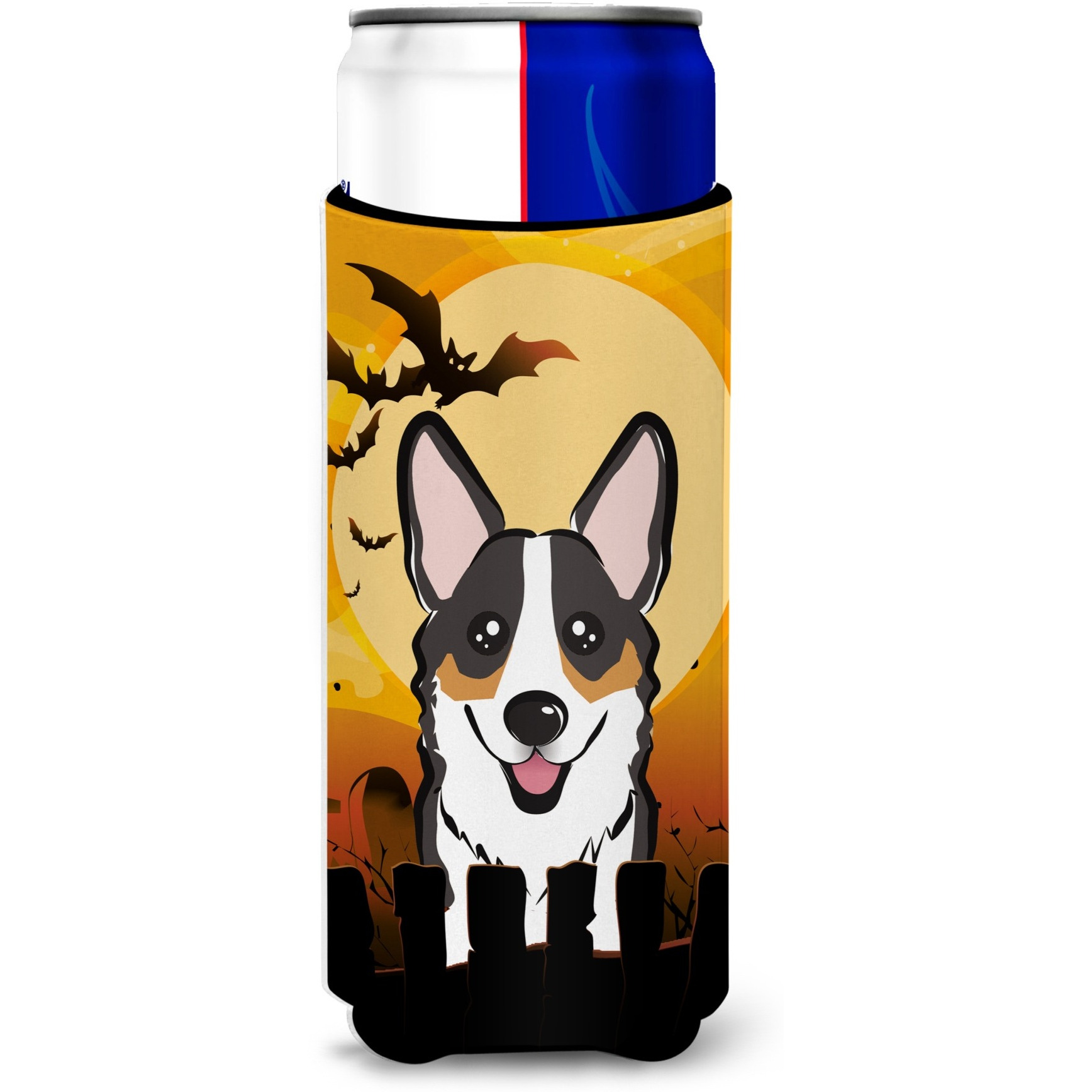 &quotCaroline's Treasures Halloween Tricolor Corgi Michelob Ultra Koozies for Slim Cans, Multicolor"